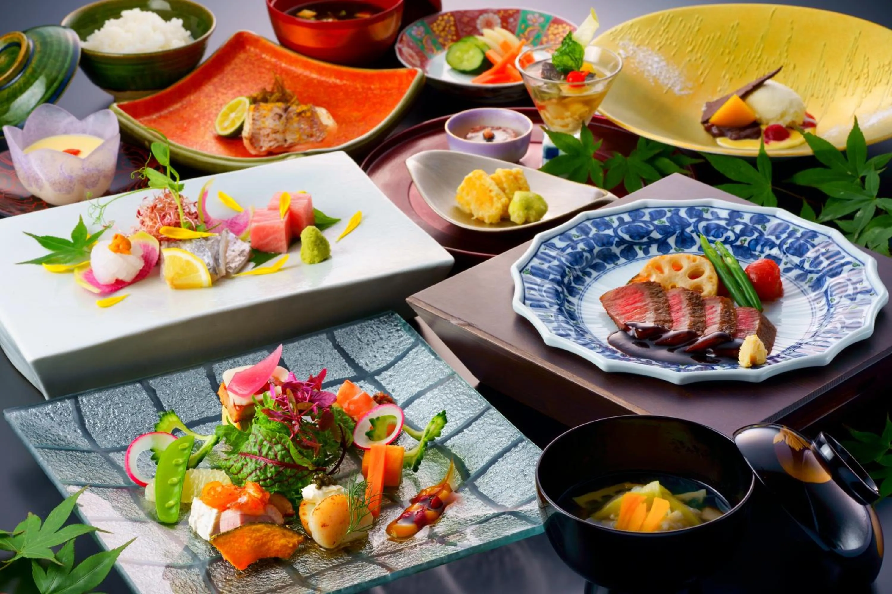 Dinner in Yufuin Onsen Toshoan