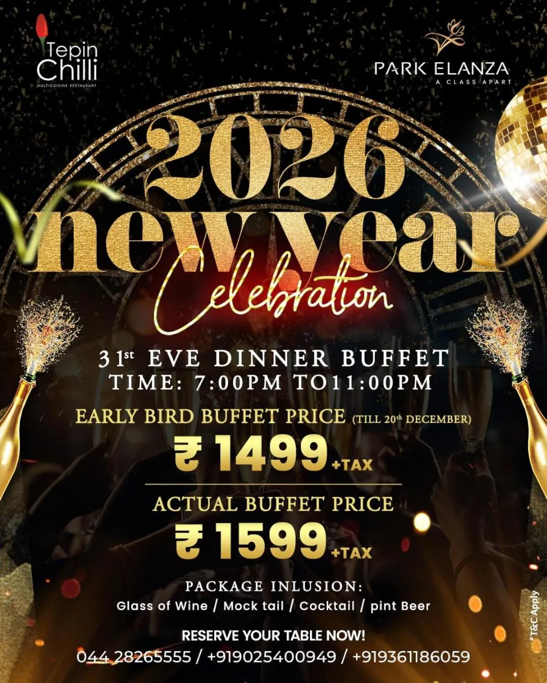 Restaurant/places to eat in Hotel Park Elanza Chennai