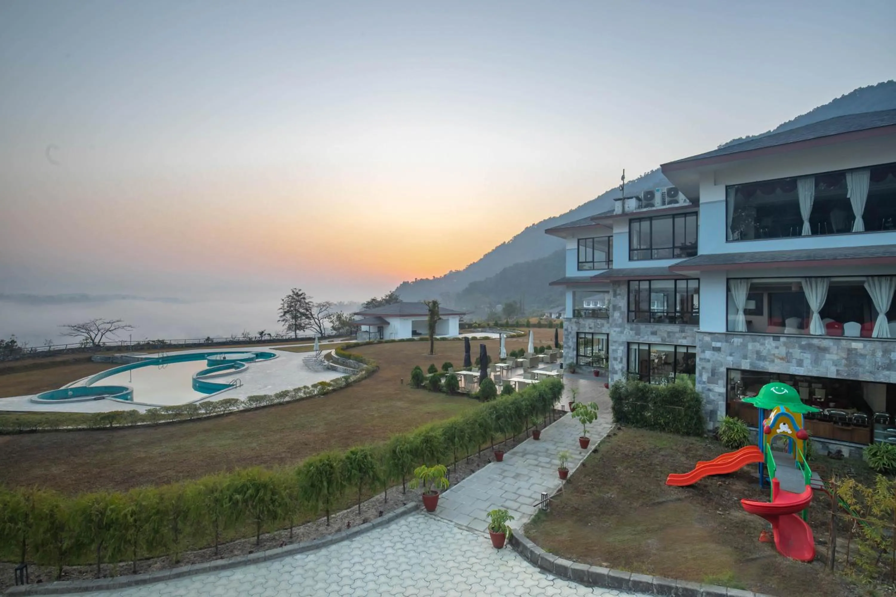 Sunset in Mountain Glory Forest Resort and Spa, Pokhara