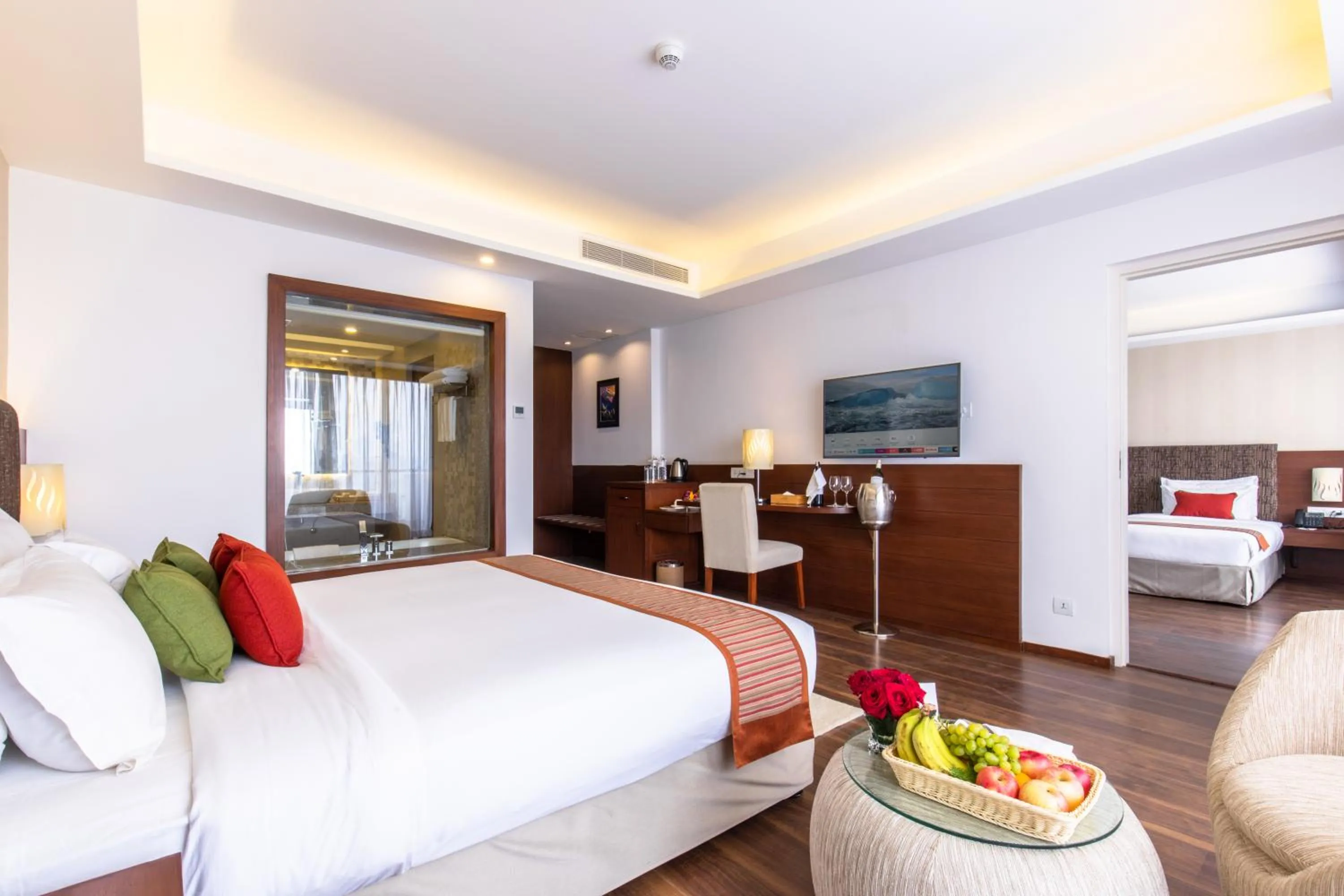 Bed in Mountain Glory Forest Resort and Spa, Pokhara