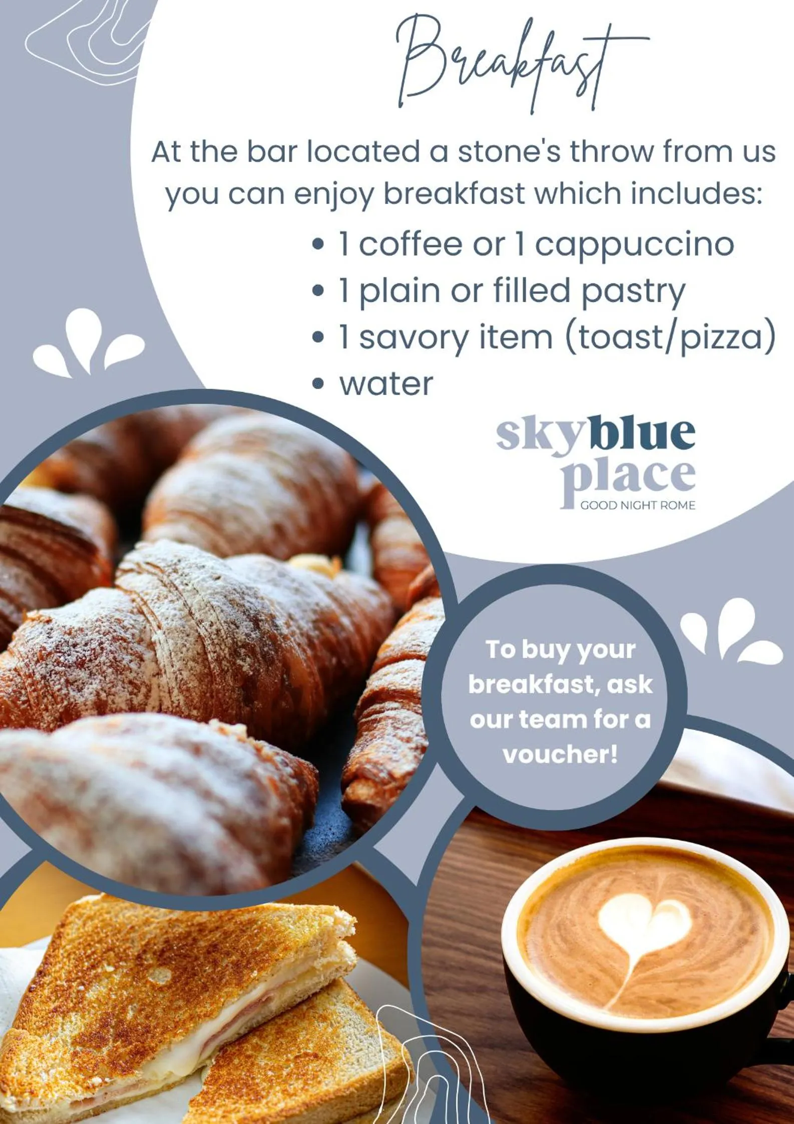 Breakfast in Sky Blue Place Rome
