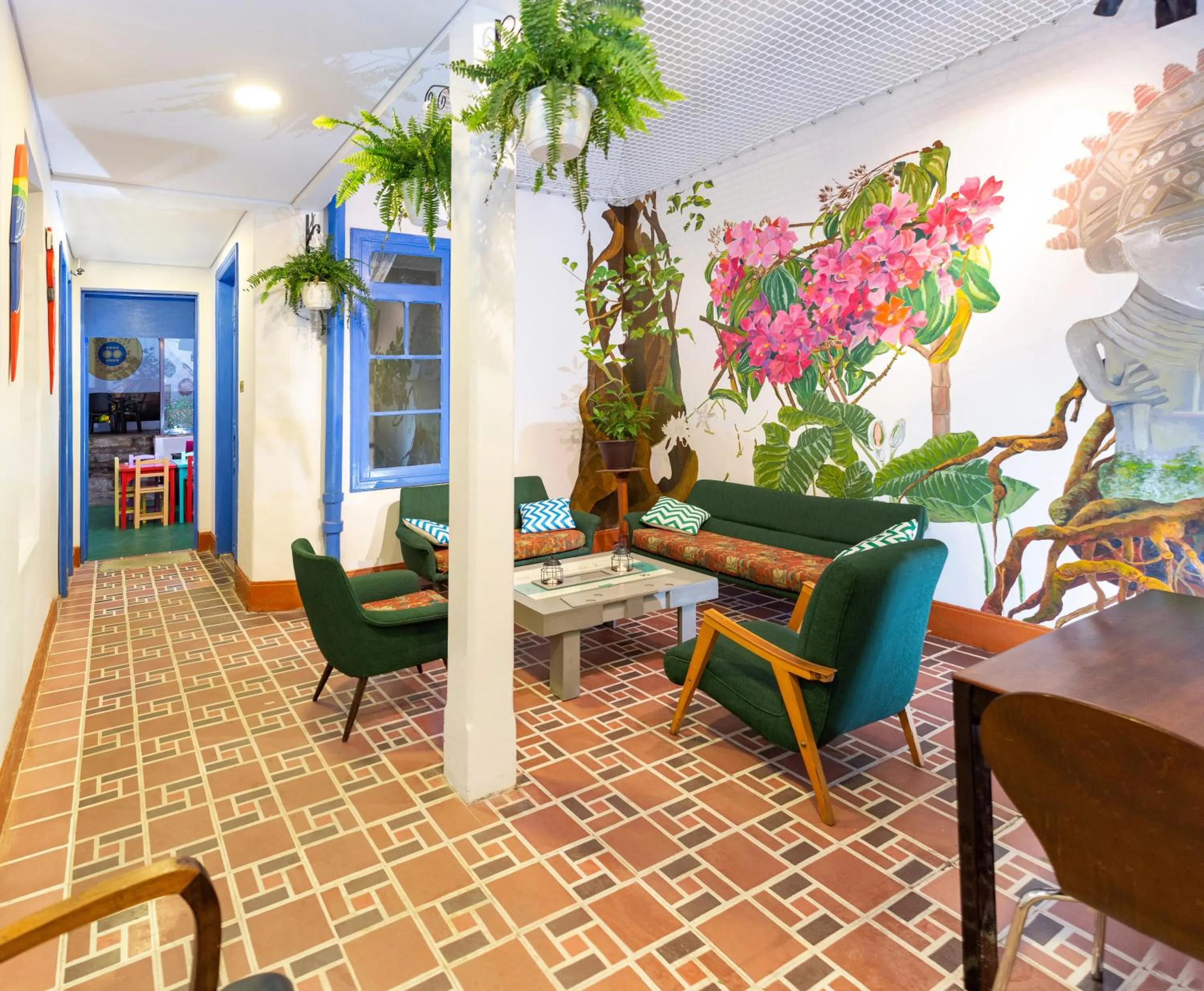 Seating area in Granada Hostel