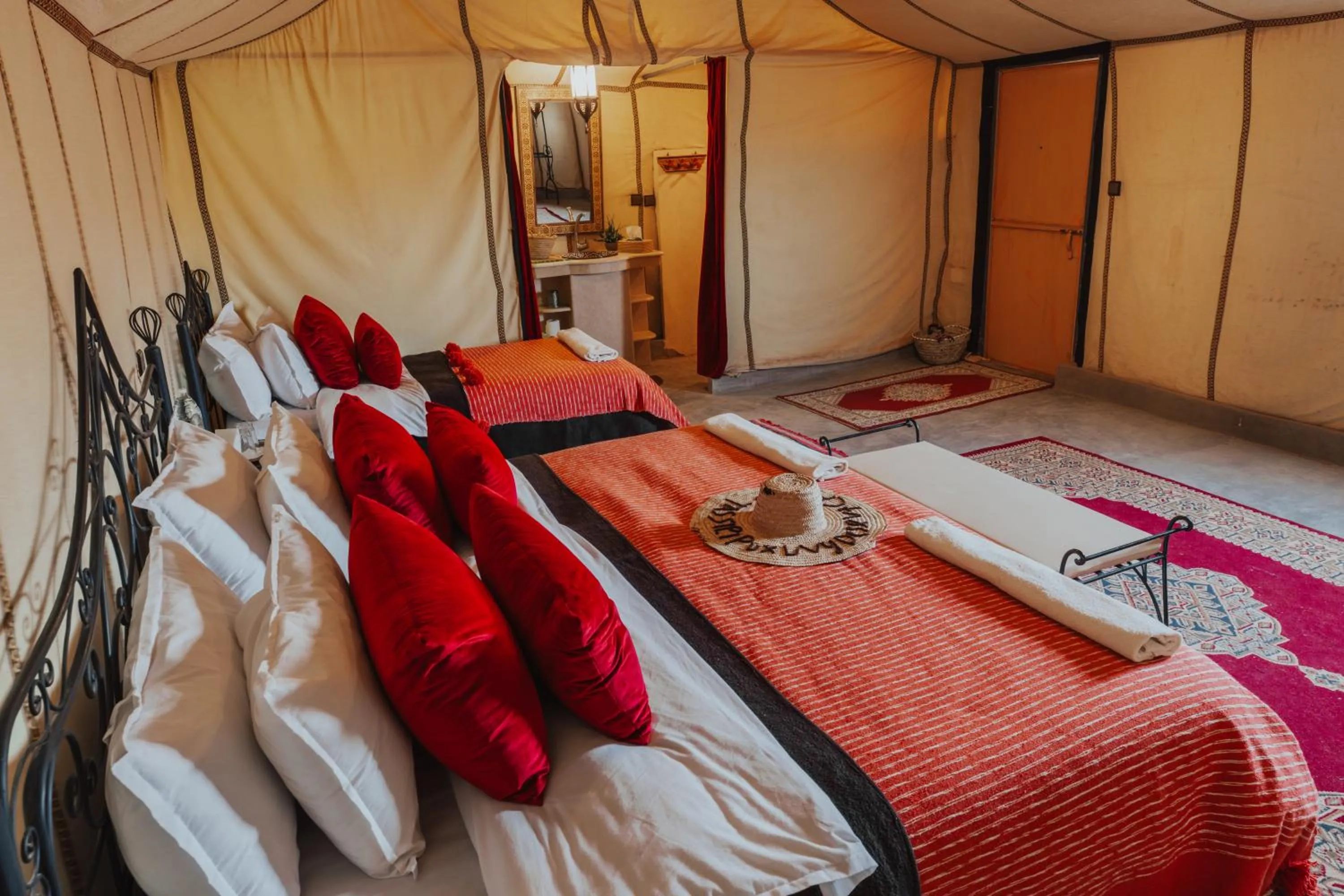 Bathroom, Bed in Tassili Luxury Desert Camp