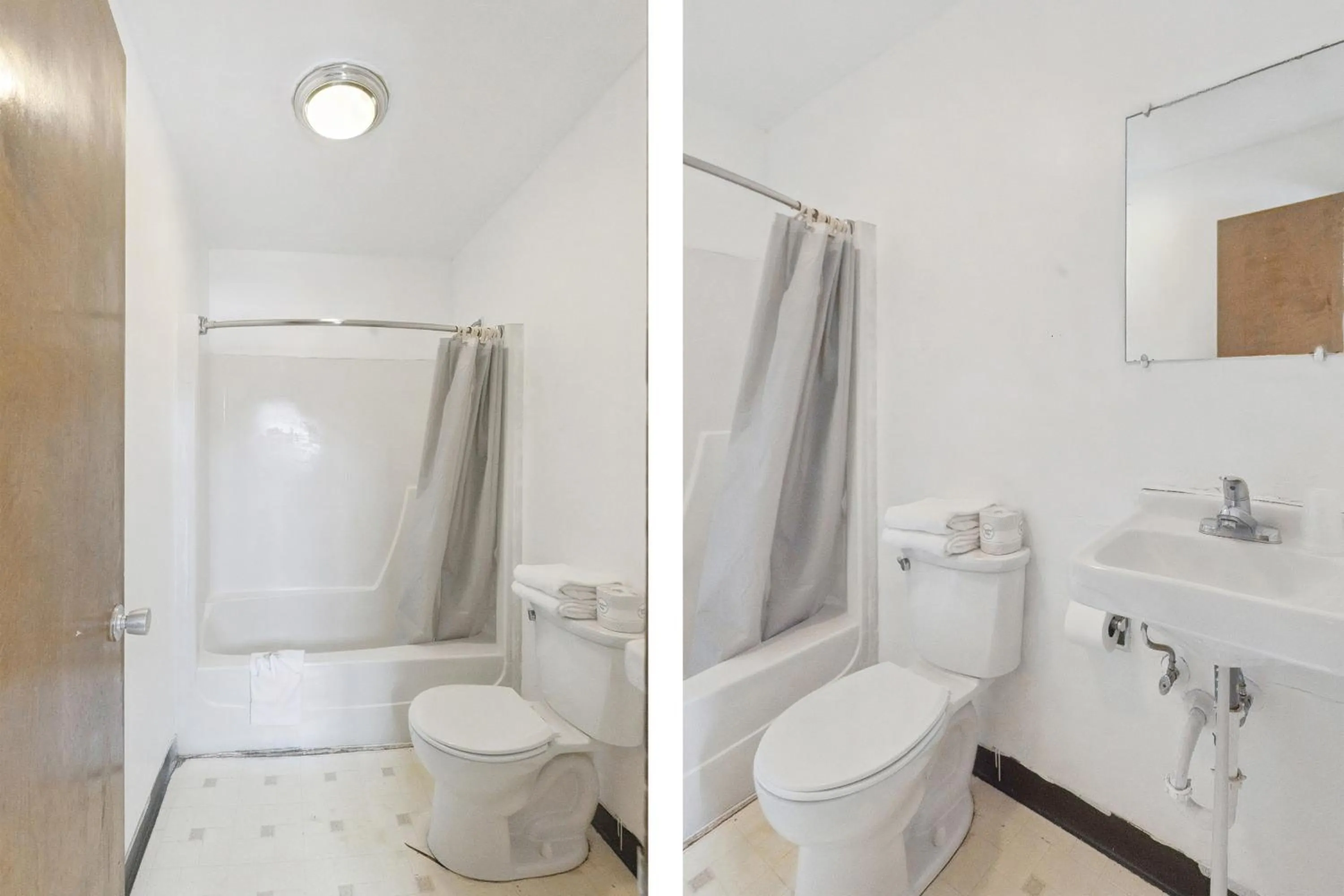 Bathroom in Currys Motel by OYO Saginaw MI