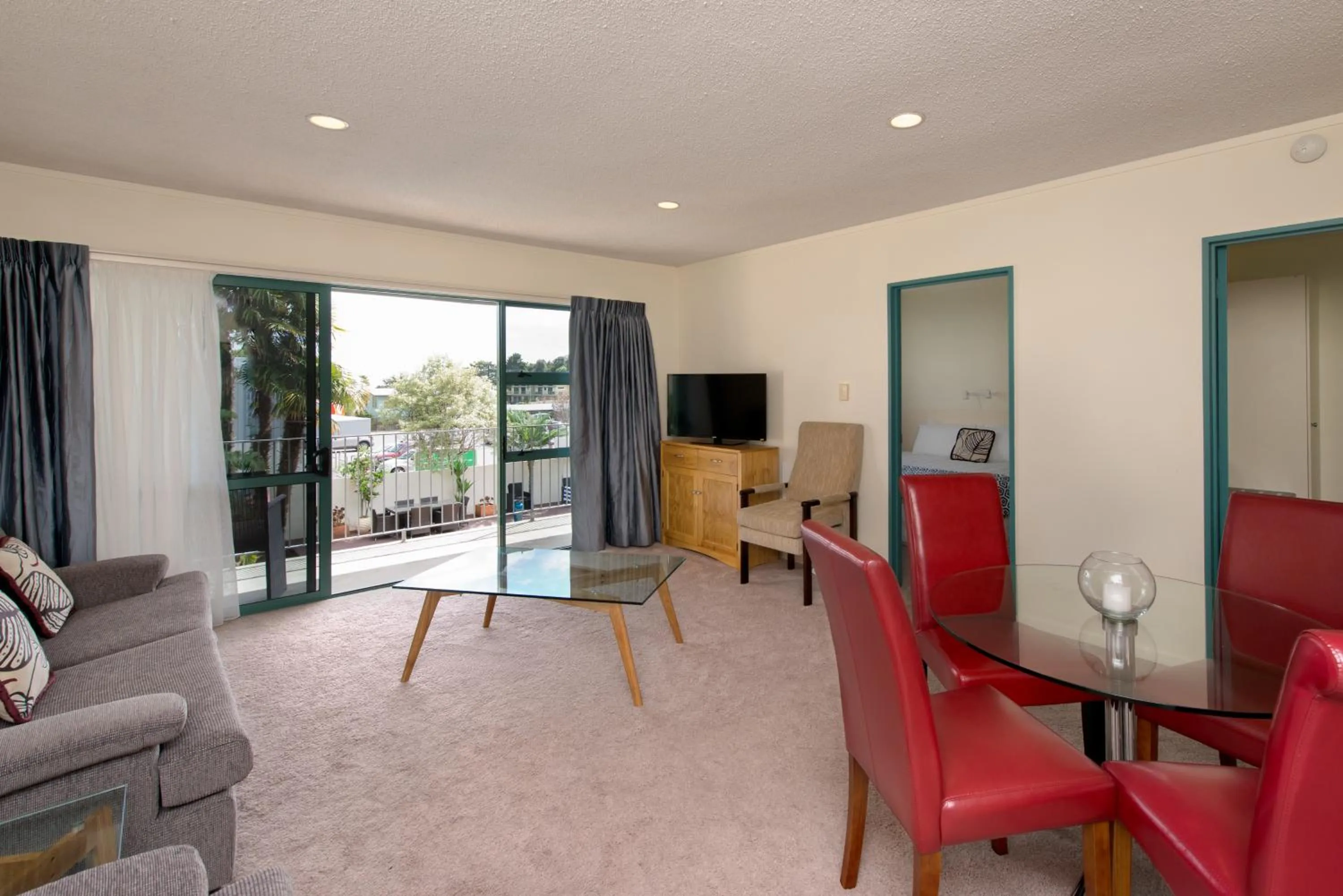 Seating area in Te Tiriti Motel