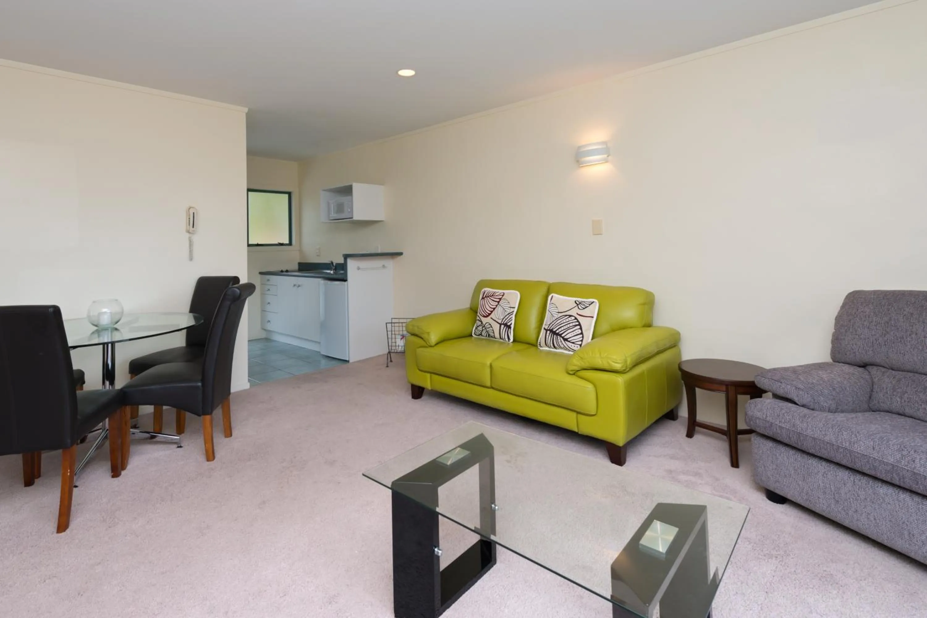 Seating area in Te Tiriti Motel