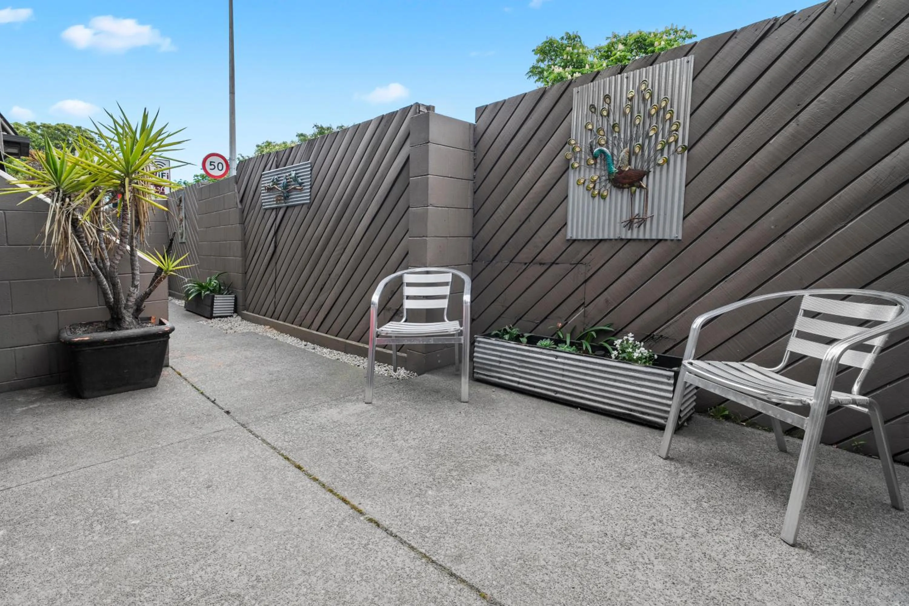 Garden view in 136 On Bealey Motel