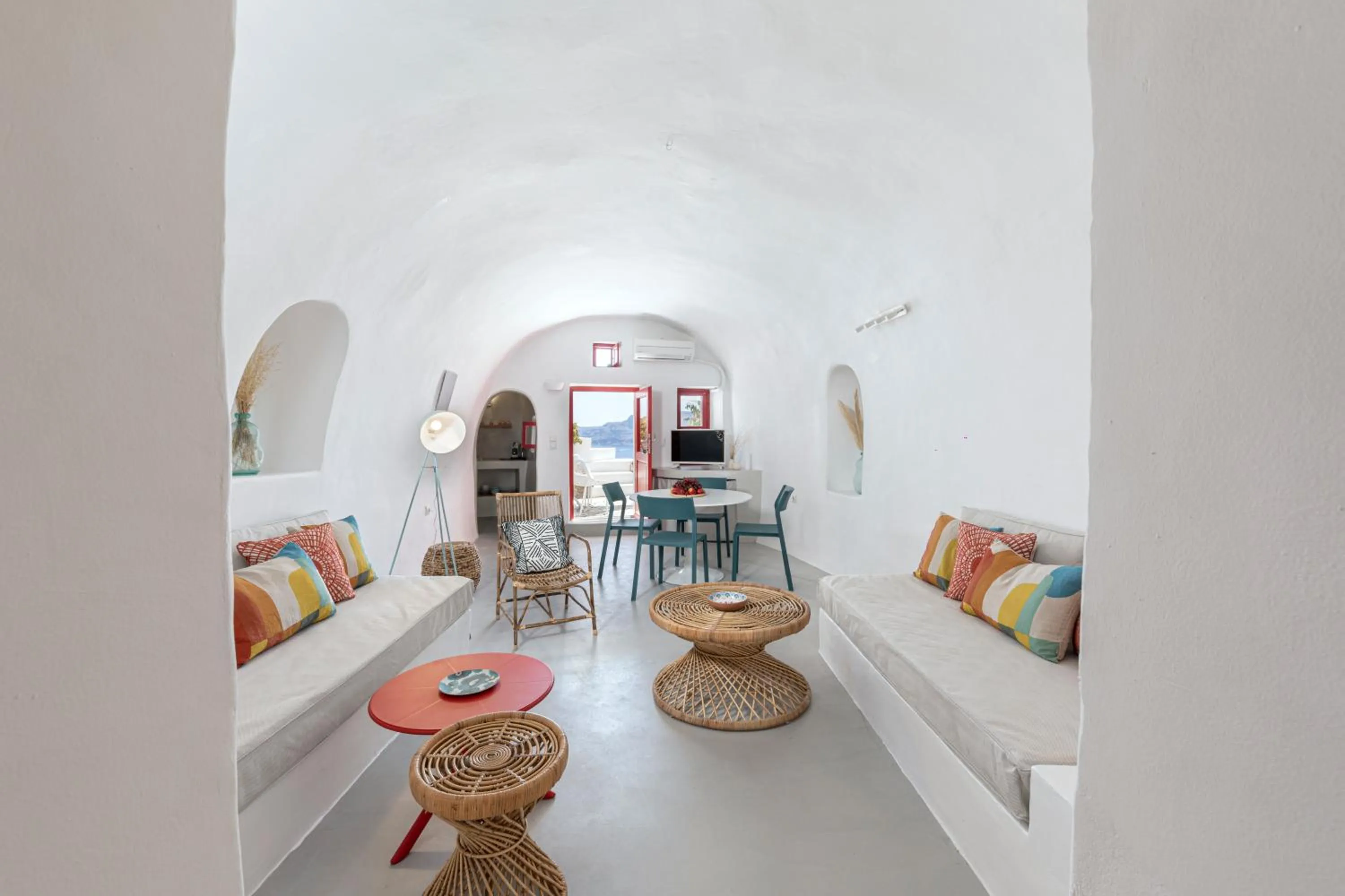 Living room in White Cave by Caldera Houses