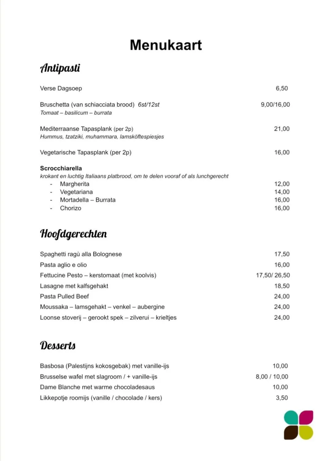 Restaurant/places to eat in De Pastorie