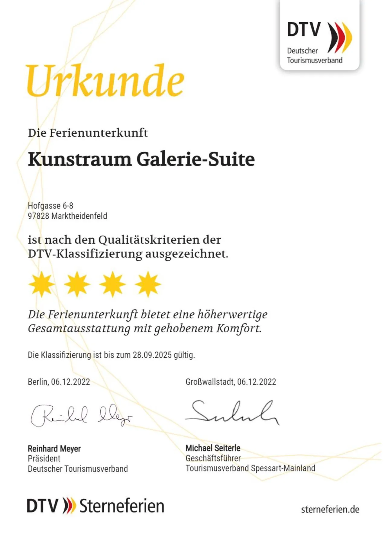 Logo/Certificate/Sign in AD1716 apARTments Marktheidenfeld