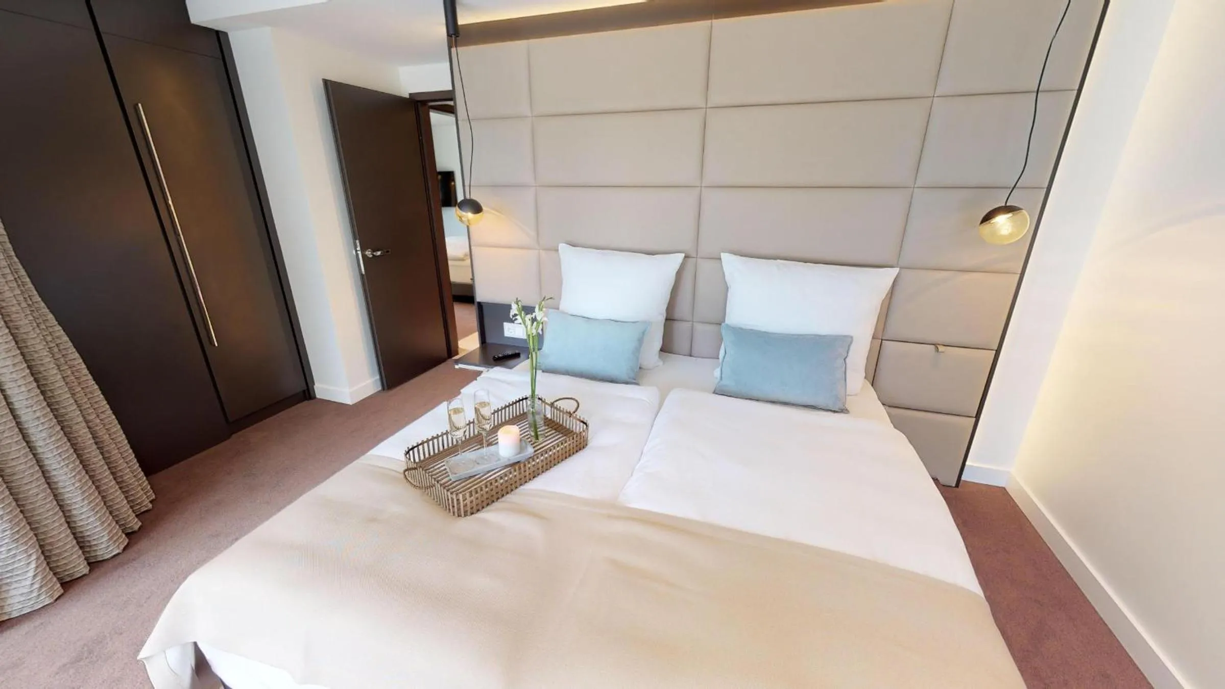 Bedroom, Bed in White Pearl Apartment 1.01