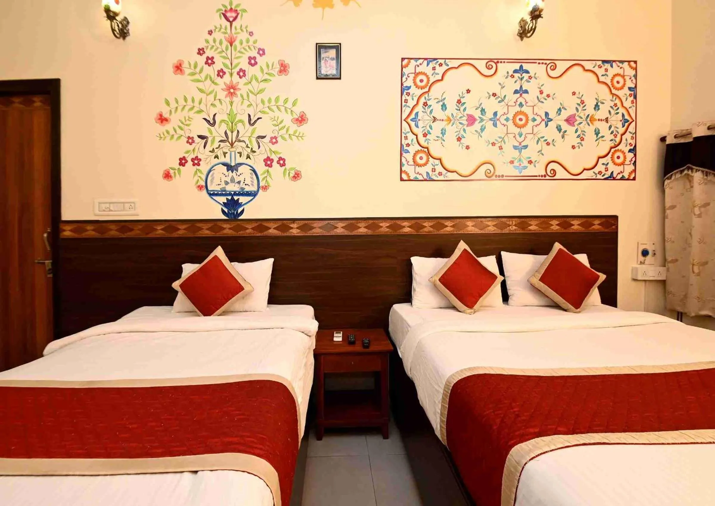 Bed in Virasat Mahal Heritage Hotel-Jaipur City Center