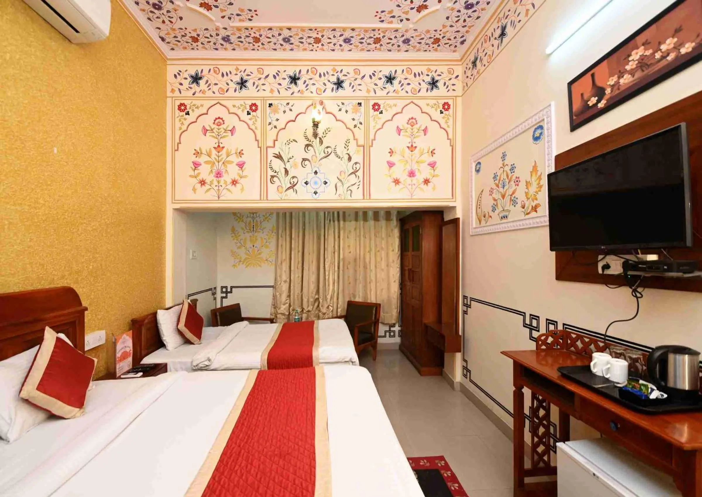 Bed in Virasat Mahal Heritage Hotel-Jaipur City Center