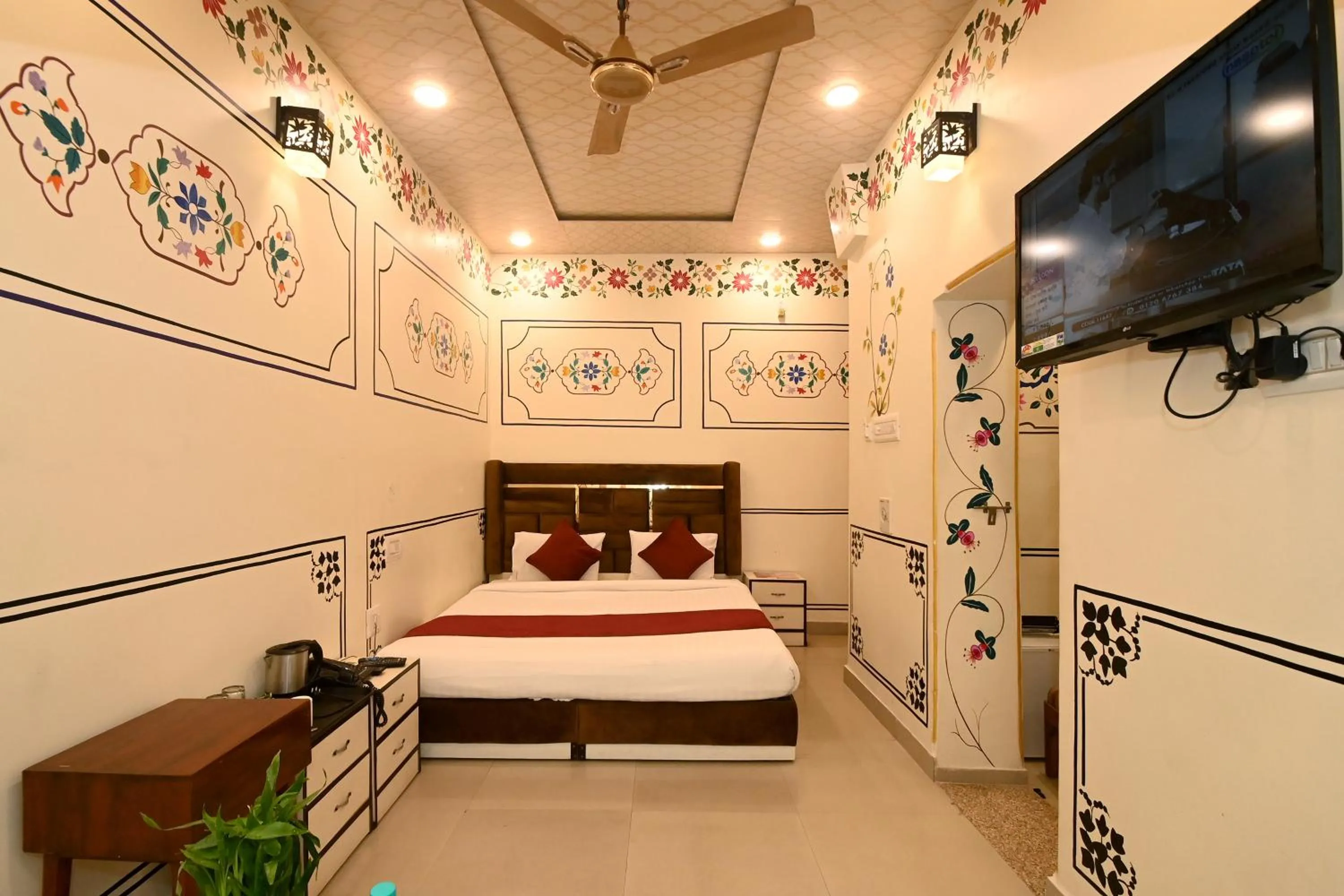 Bed in Virasat Mahal Heritage Hotel-Jaipur City Center