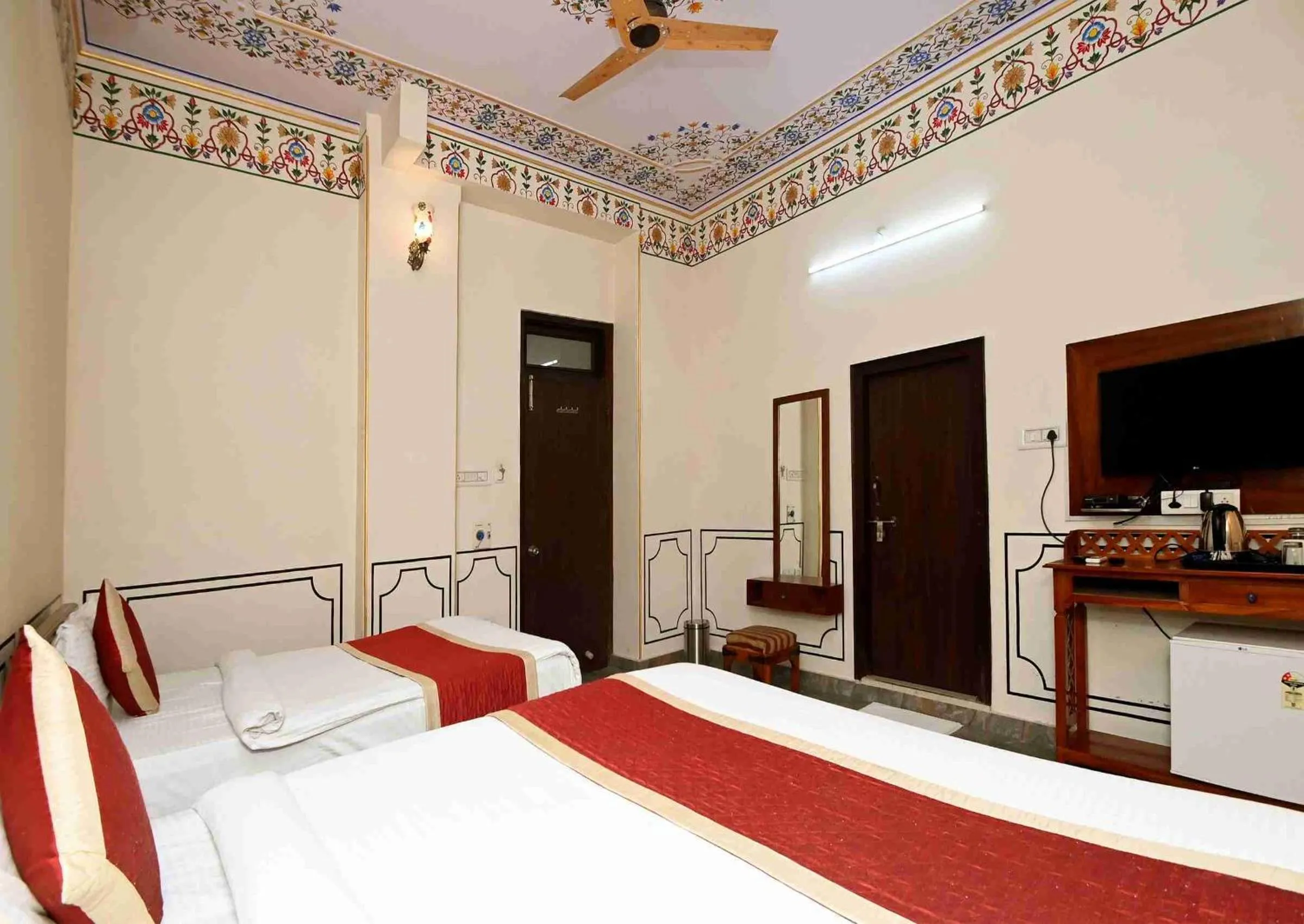 Bed in Virasat Mahal Heritage Hotel-Jaipur City Center