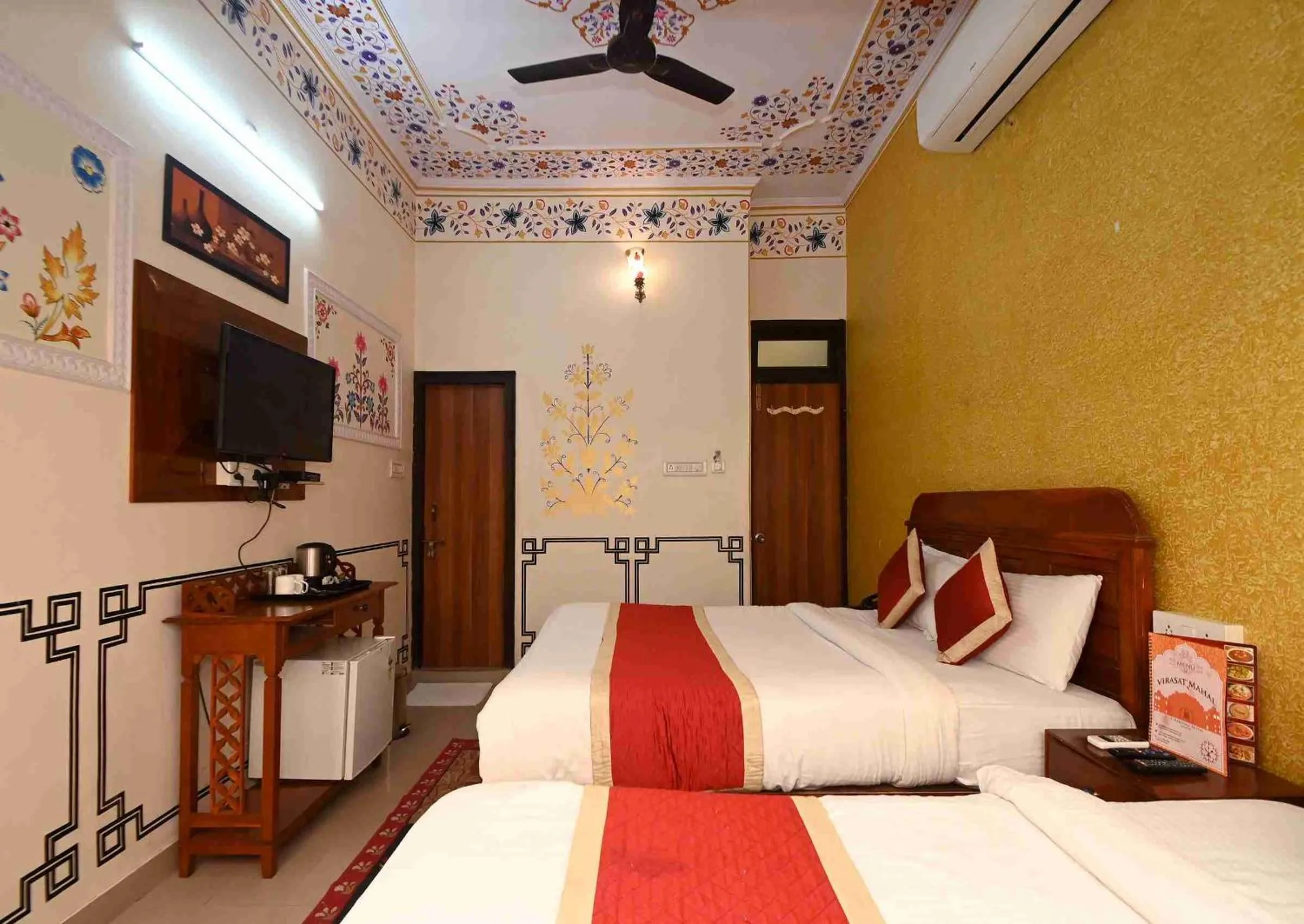 Bed in Virasat Mahal Heritage Hotel-Jaipur City Center