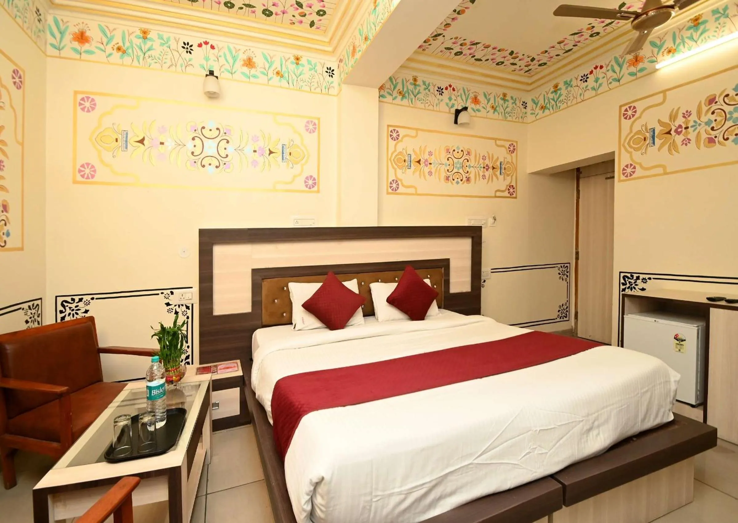 Bed in Virasat Mahal Heritage Hotel-Jaipur City Center
