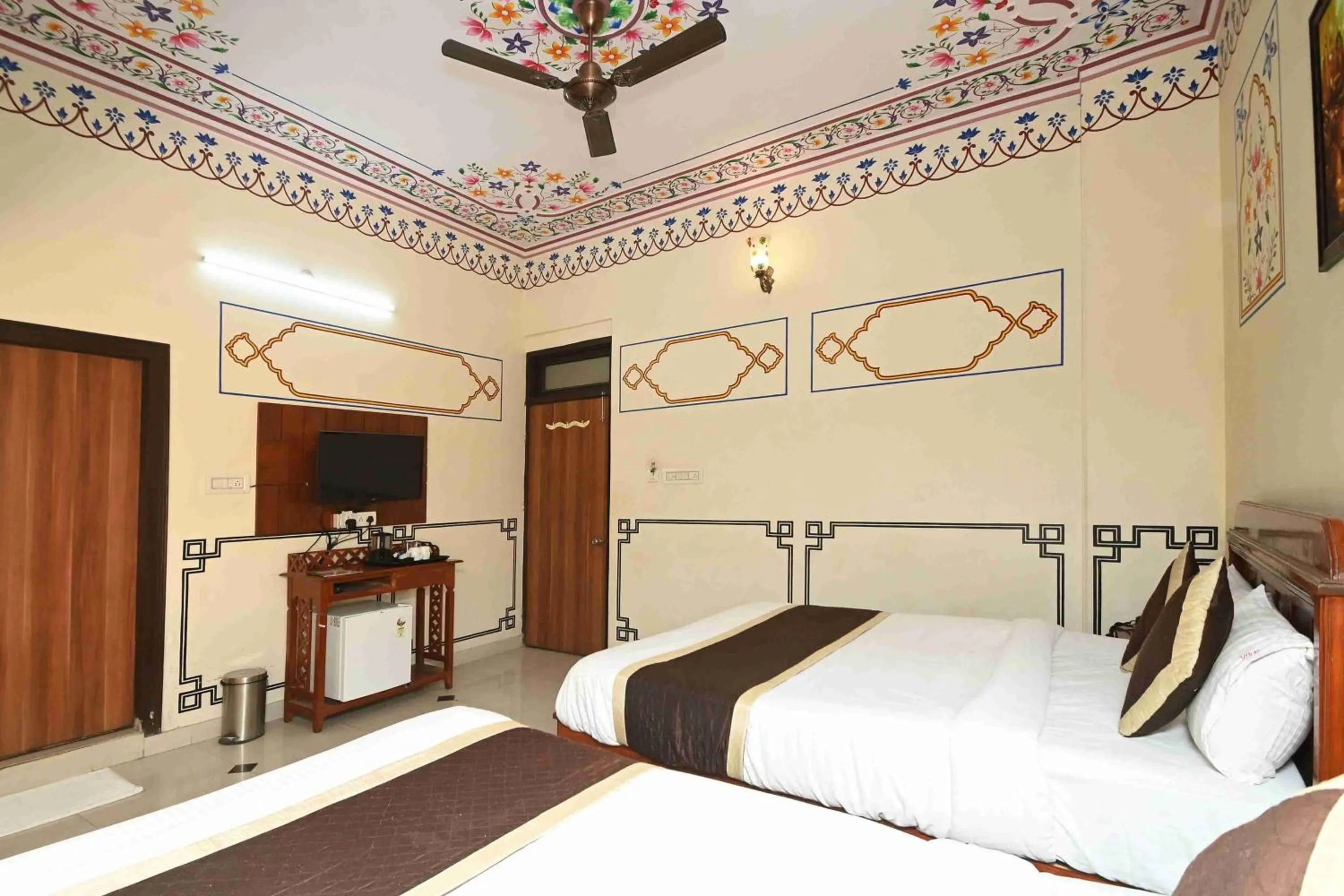 Bed in Virasat Mahal Heritage Hotel-Jaipur City Center
