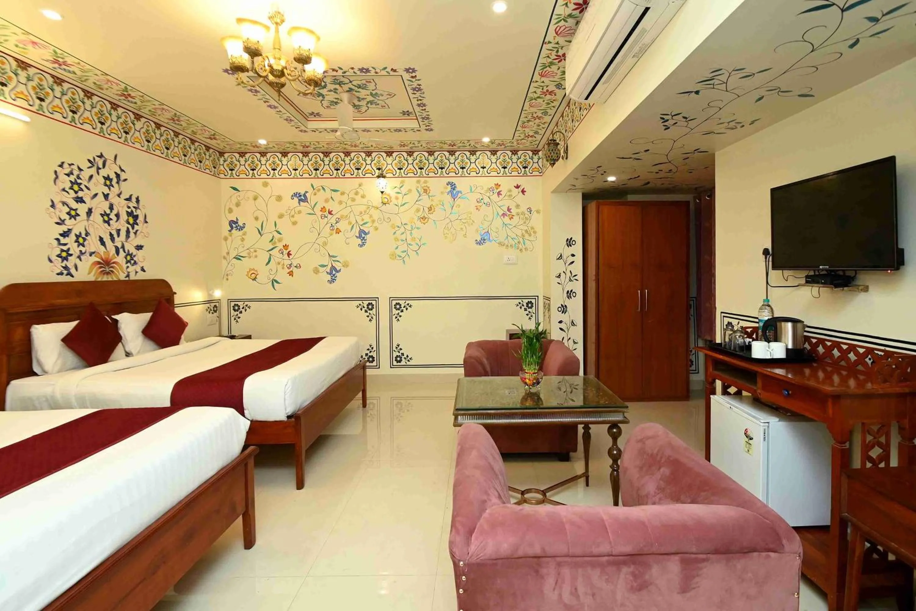 Bed in Virasat Mahal Heritage Hotel-Jaipur City Center