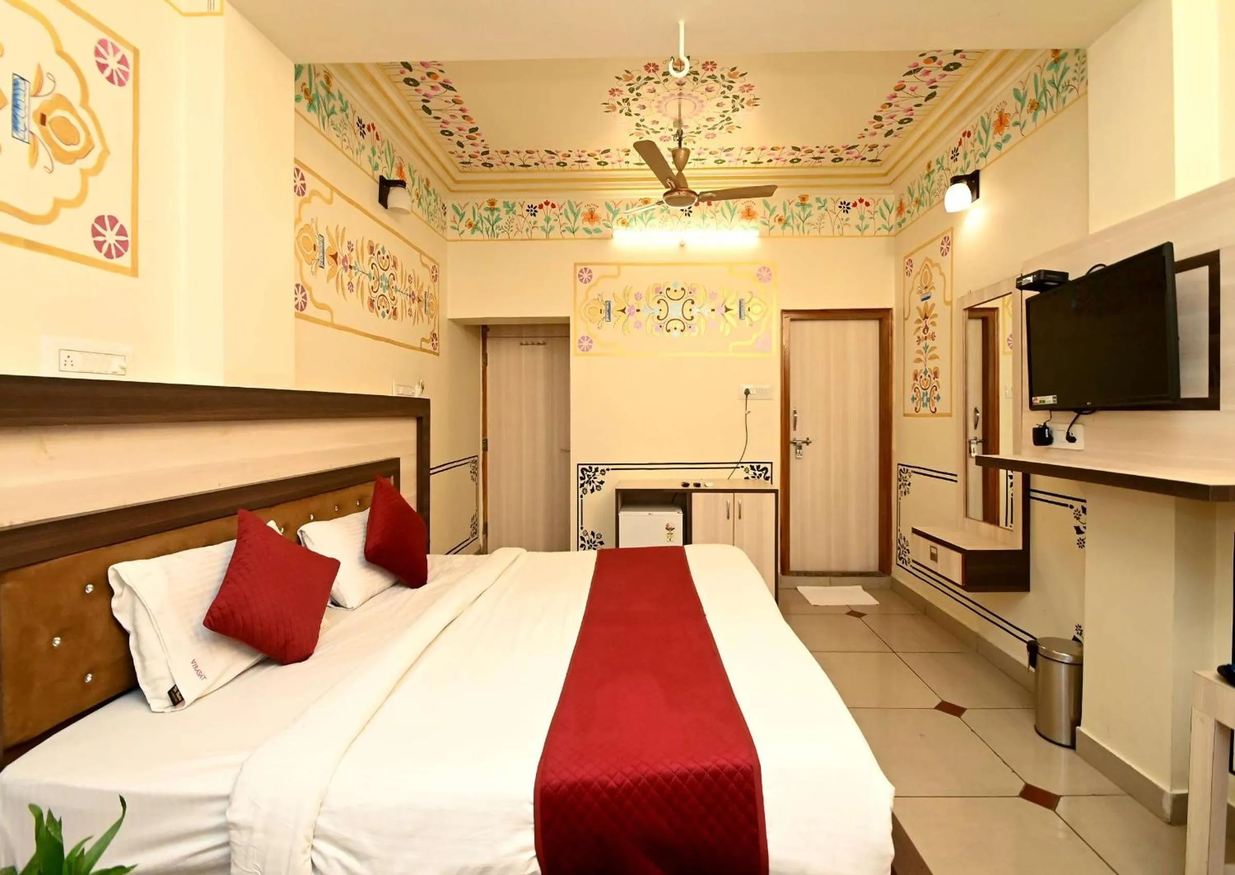 Bed in Virasat Mahal Heritage Hotel-Jaipur City Center