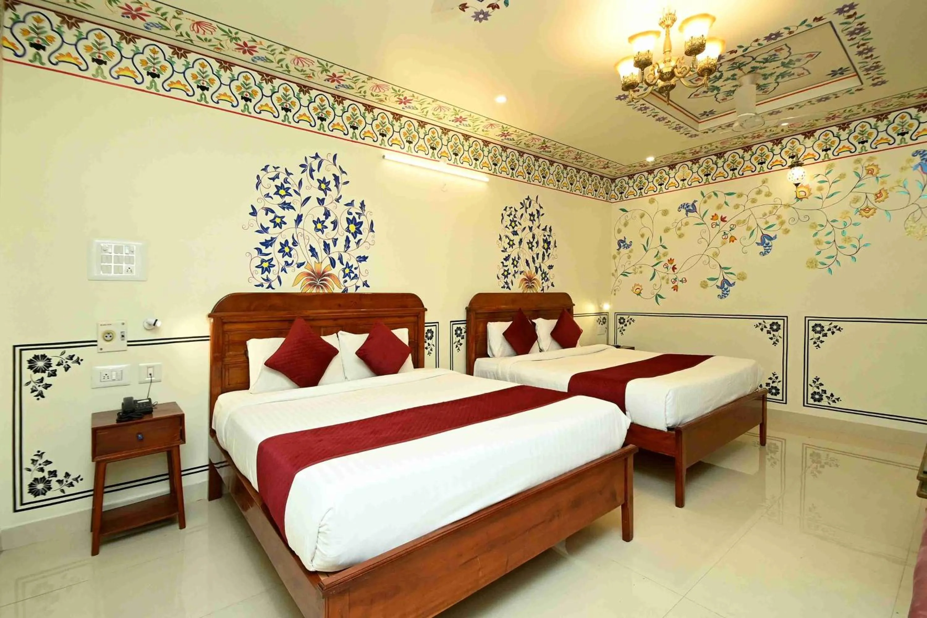 Bed in Virasat Mahal Heritage Hotel-Jaipur City Center