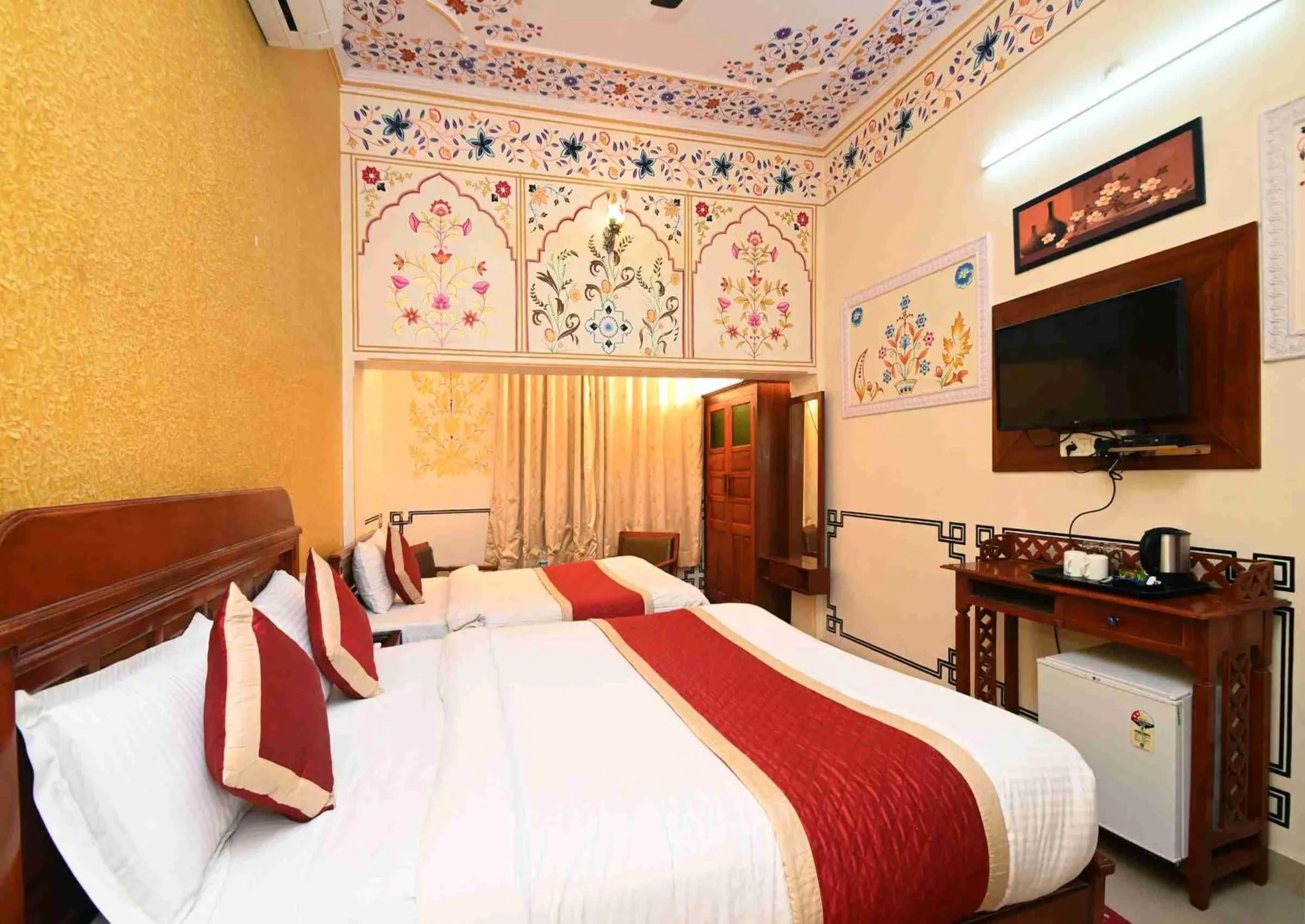 Bed in Virasat Mahal Heritage Hotel-Jaipur City Center