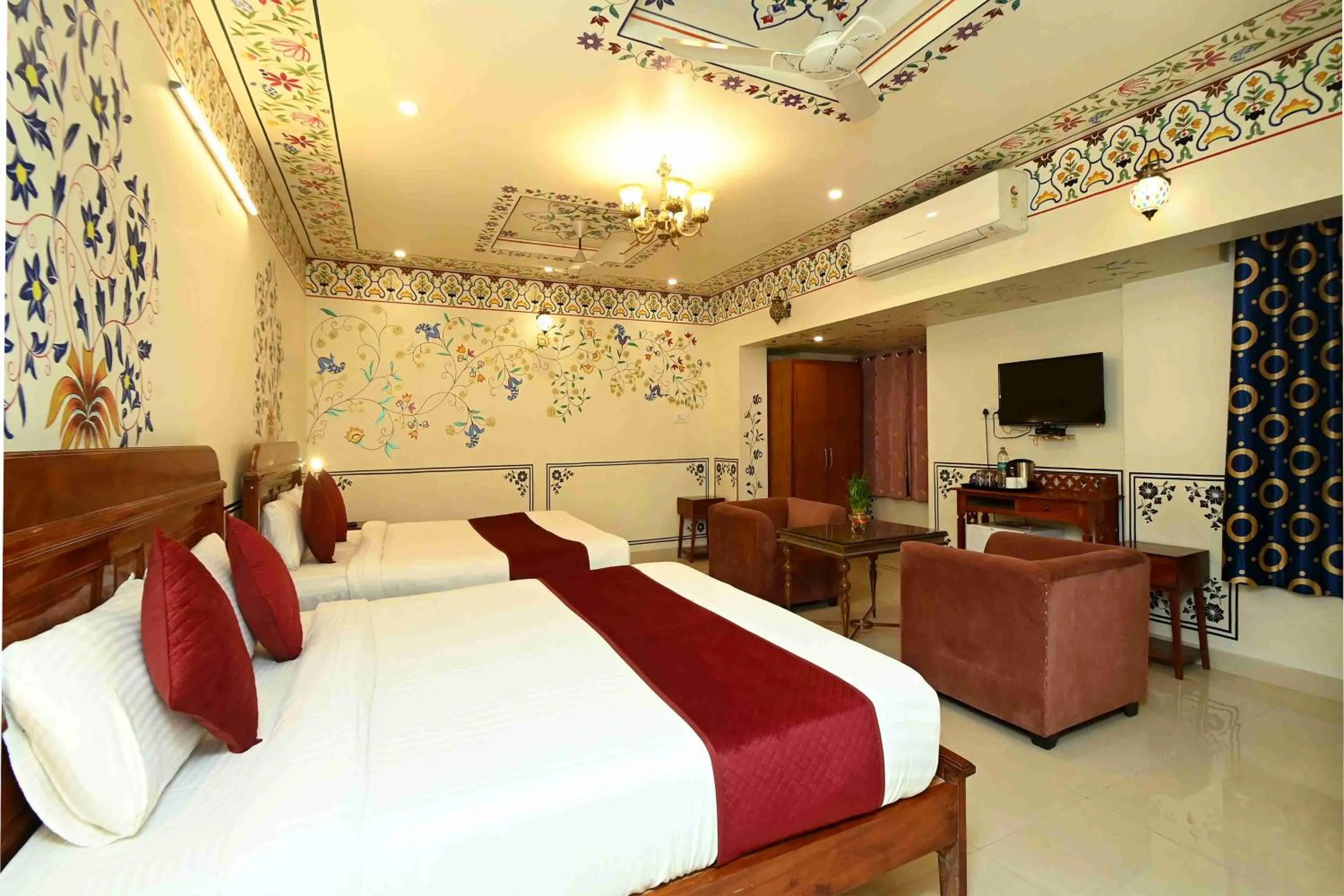 Bed in Virasat Mahal Heritage Hotel-Jaipur City Center