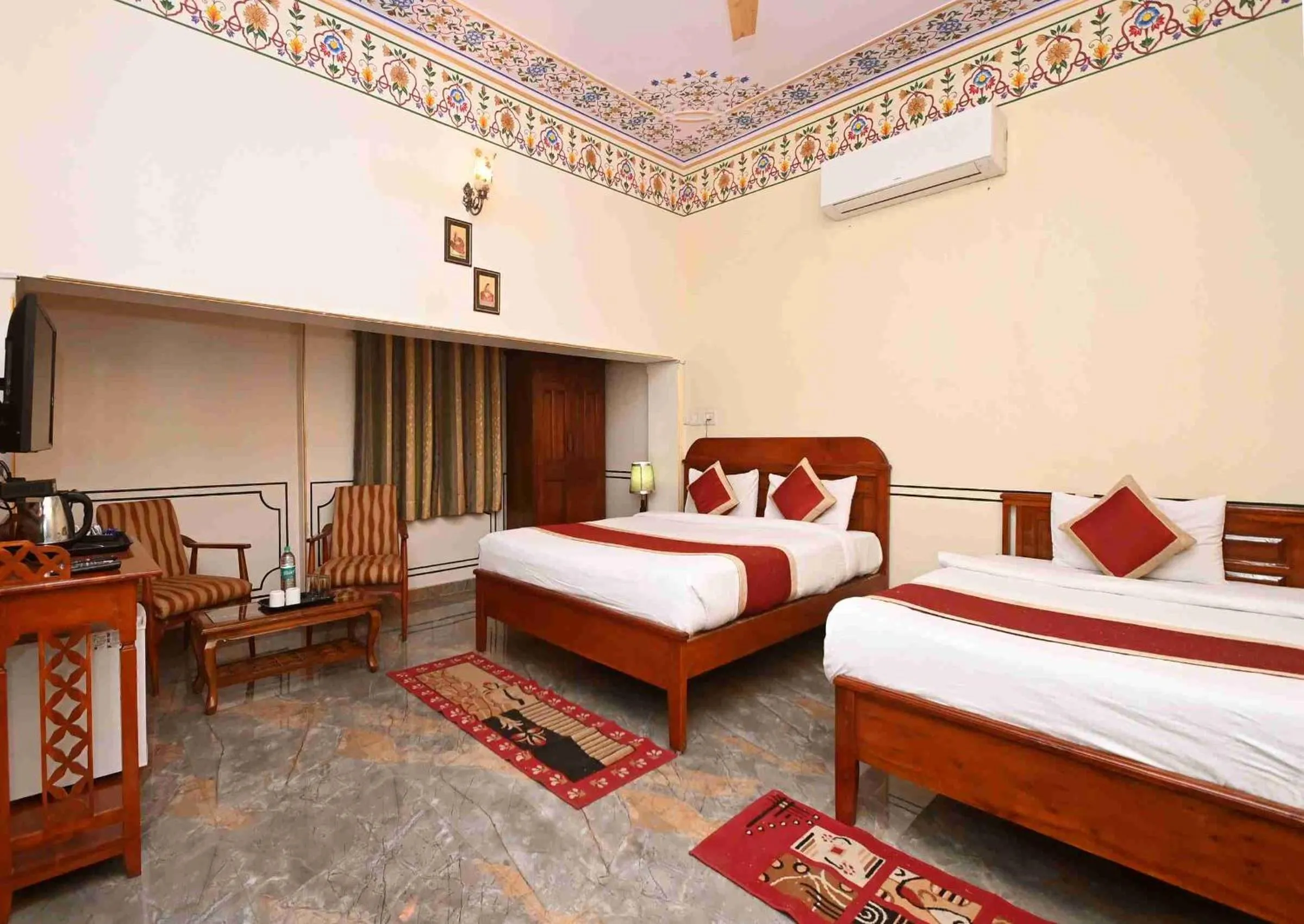 Bed in Virasat Mahal Heritage Hotel-Jaipur City Center