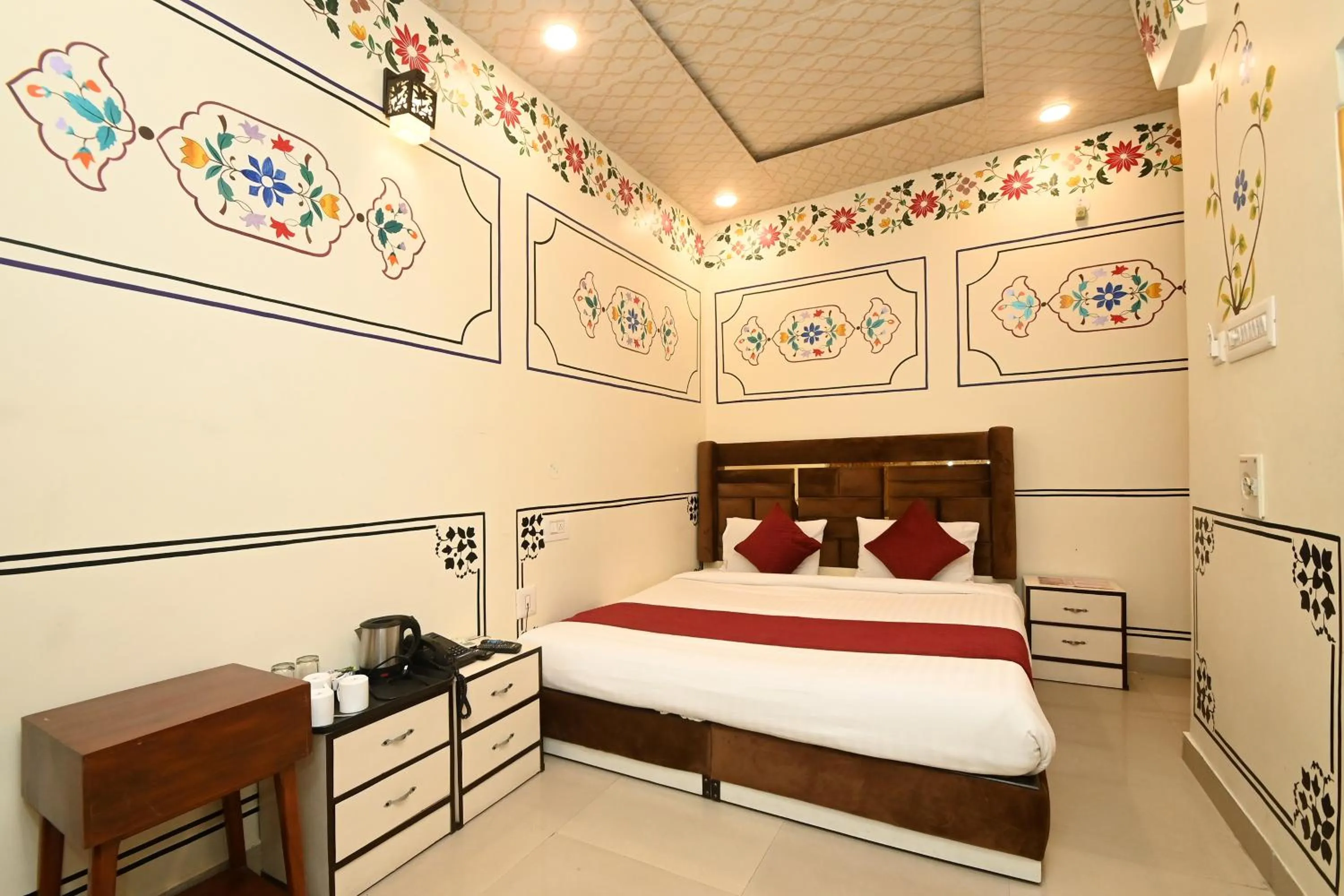 Bed in Virasat Mahal Heritage Hotel-Jaipur City Center
