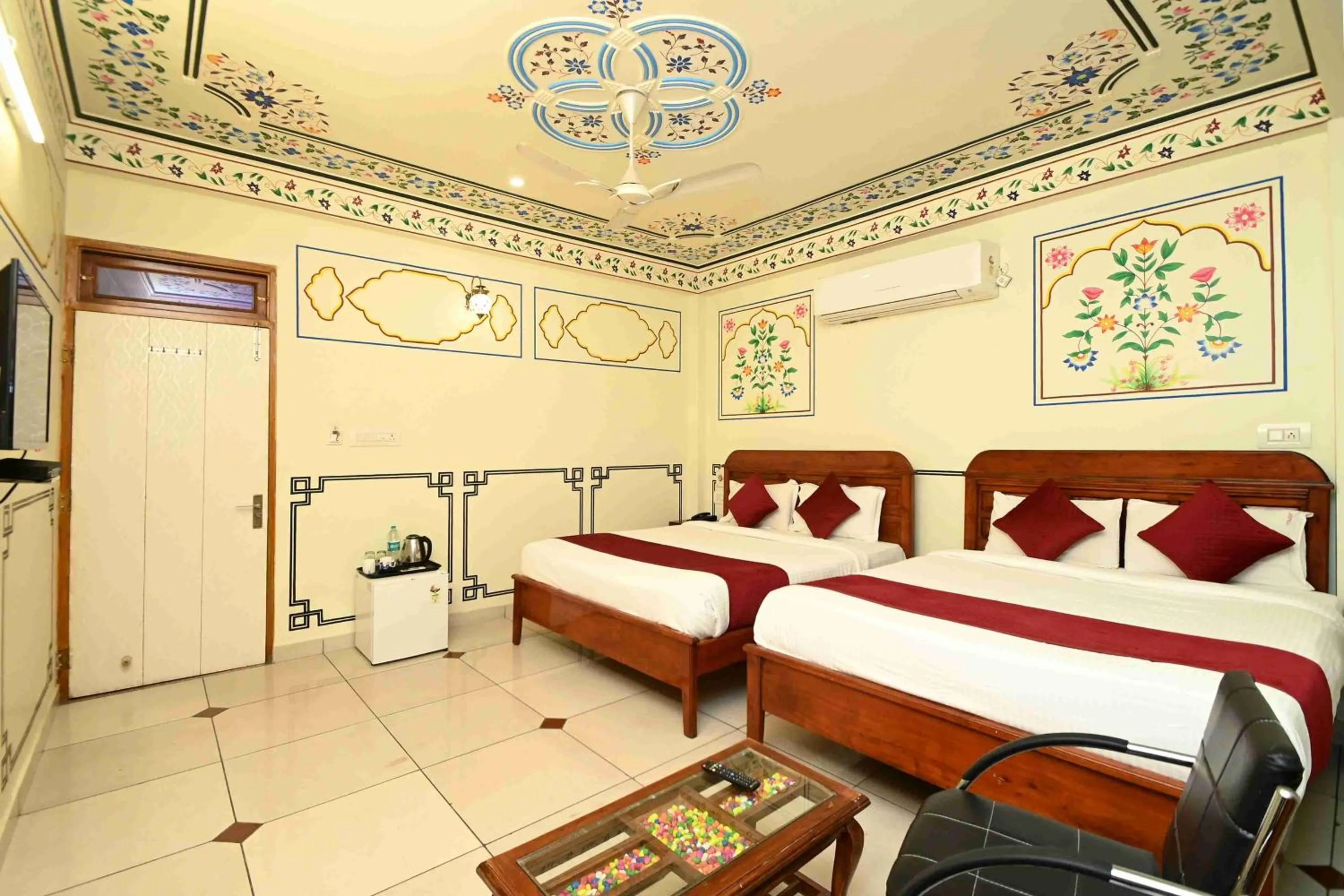 Bed in Virasat Mahal Heritage Hotel-Jaipur City Center