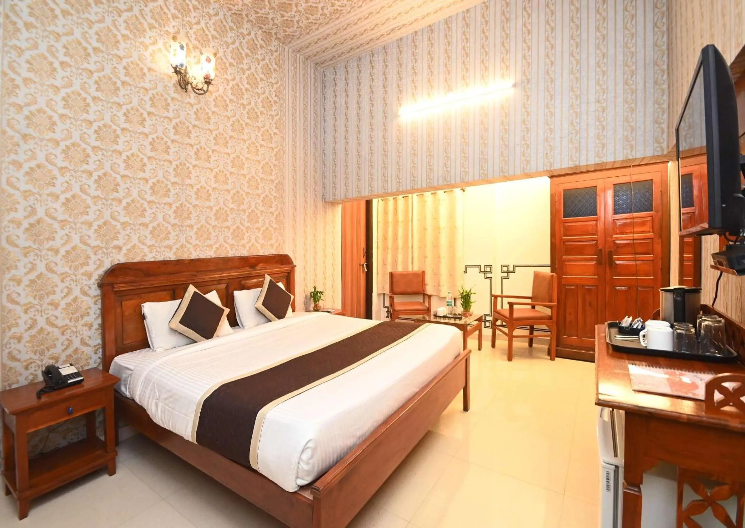 Bed in Virasat Mahal Heritage Hotel-Jaipur City Center