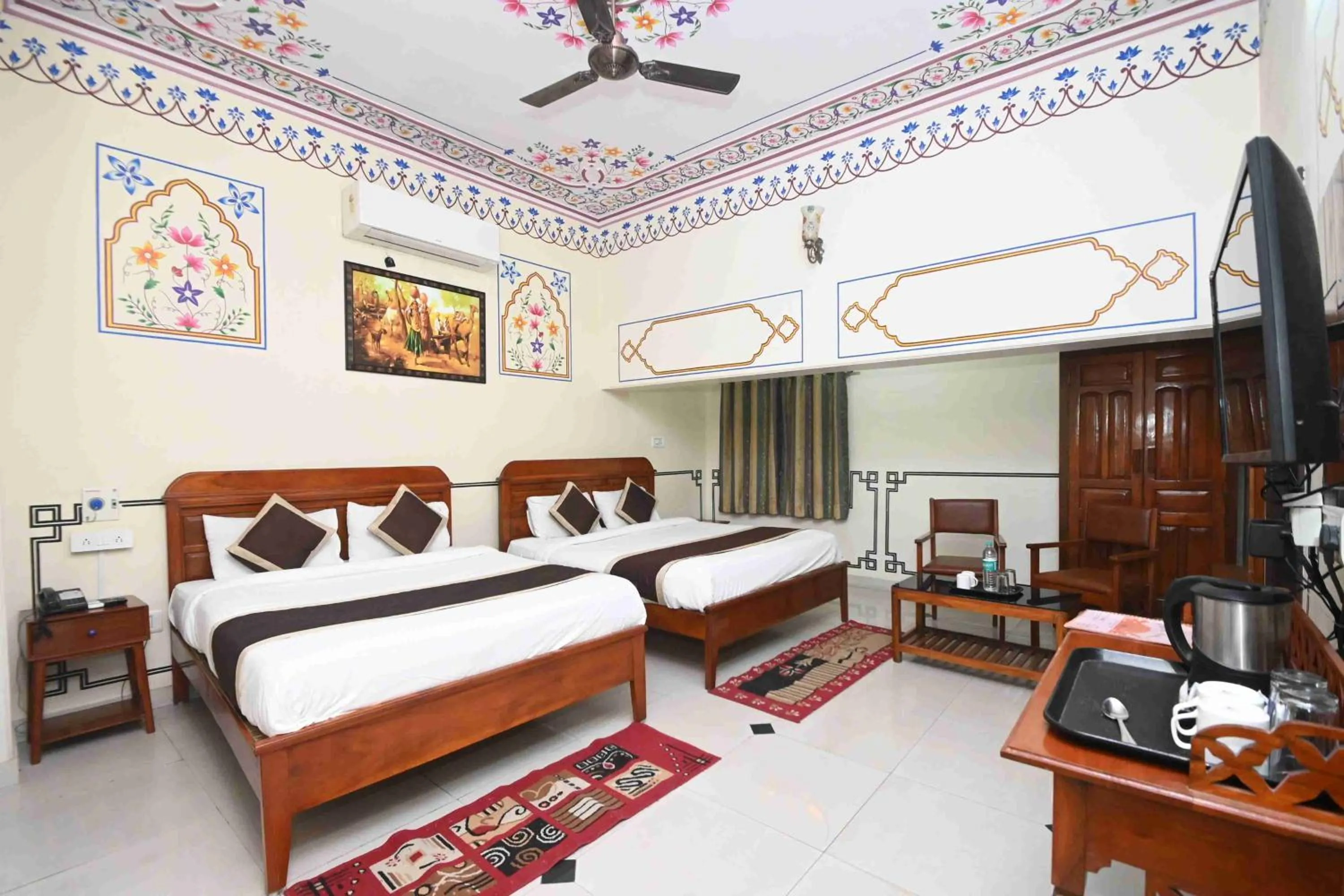 Bed in Virasat Mahal Heritage Hotel-Jaipur City Center