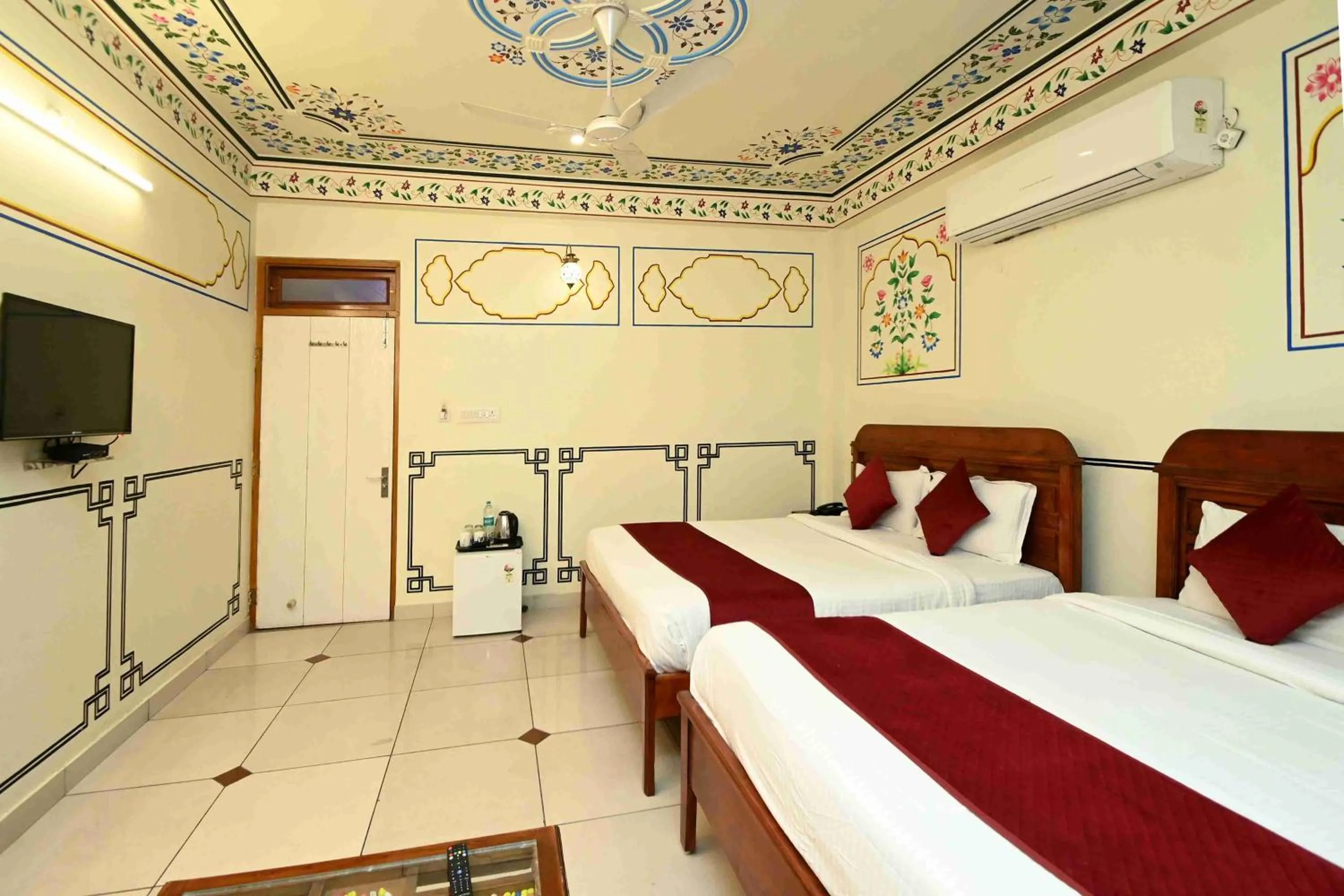 Bed in Virasat Mahal Heritage Hotel-Jaipur City Center