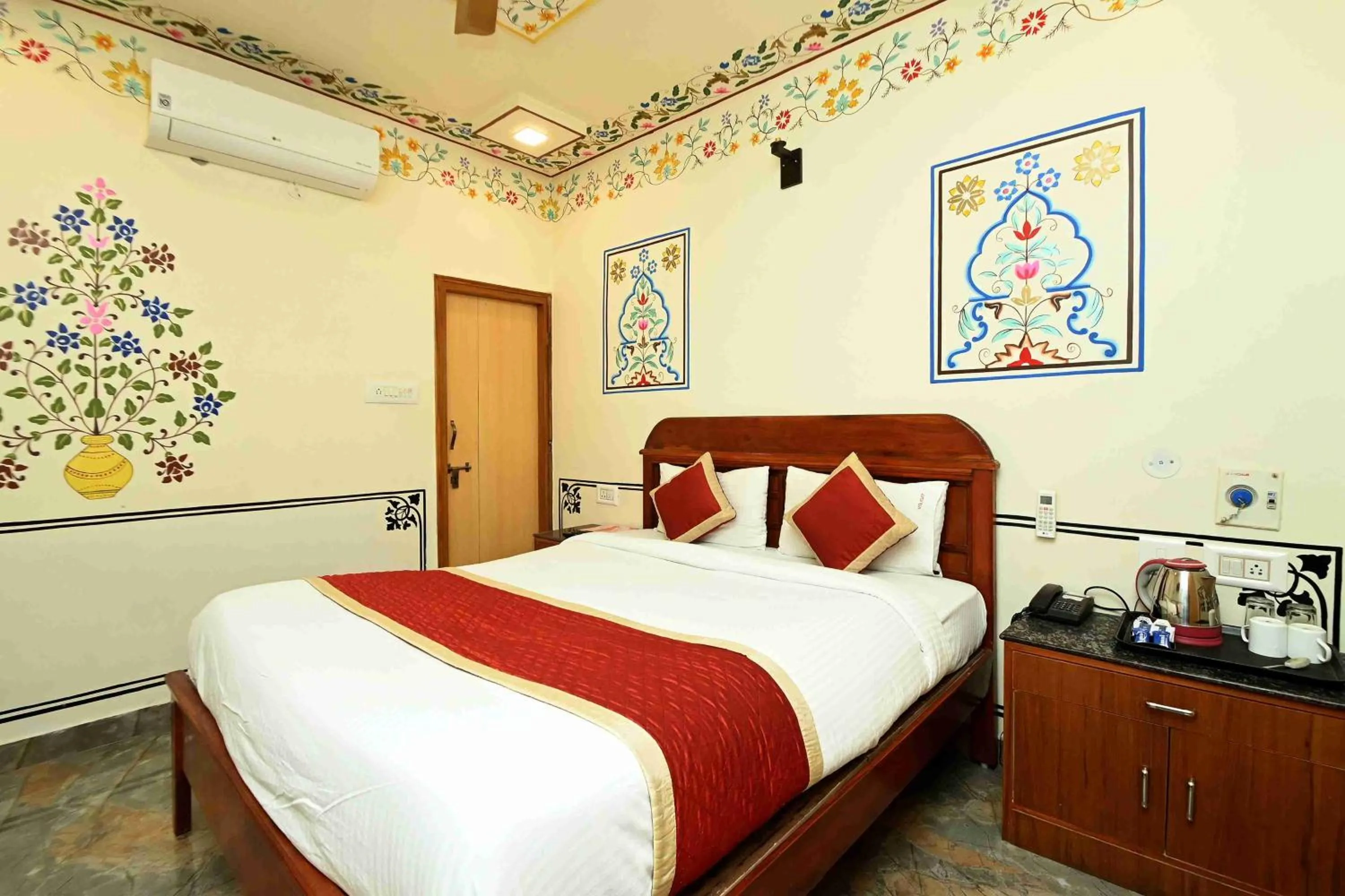 Bed in Virasat Mahal Heritage Hotel-Jaipur City Center