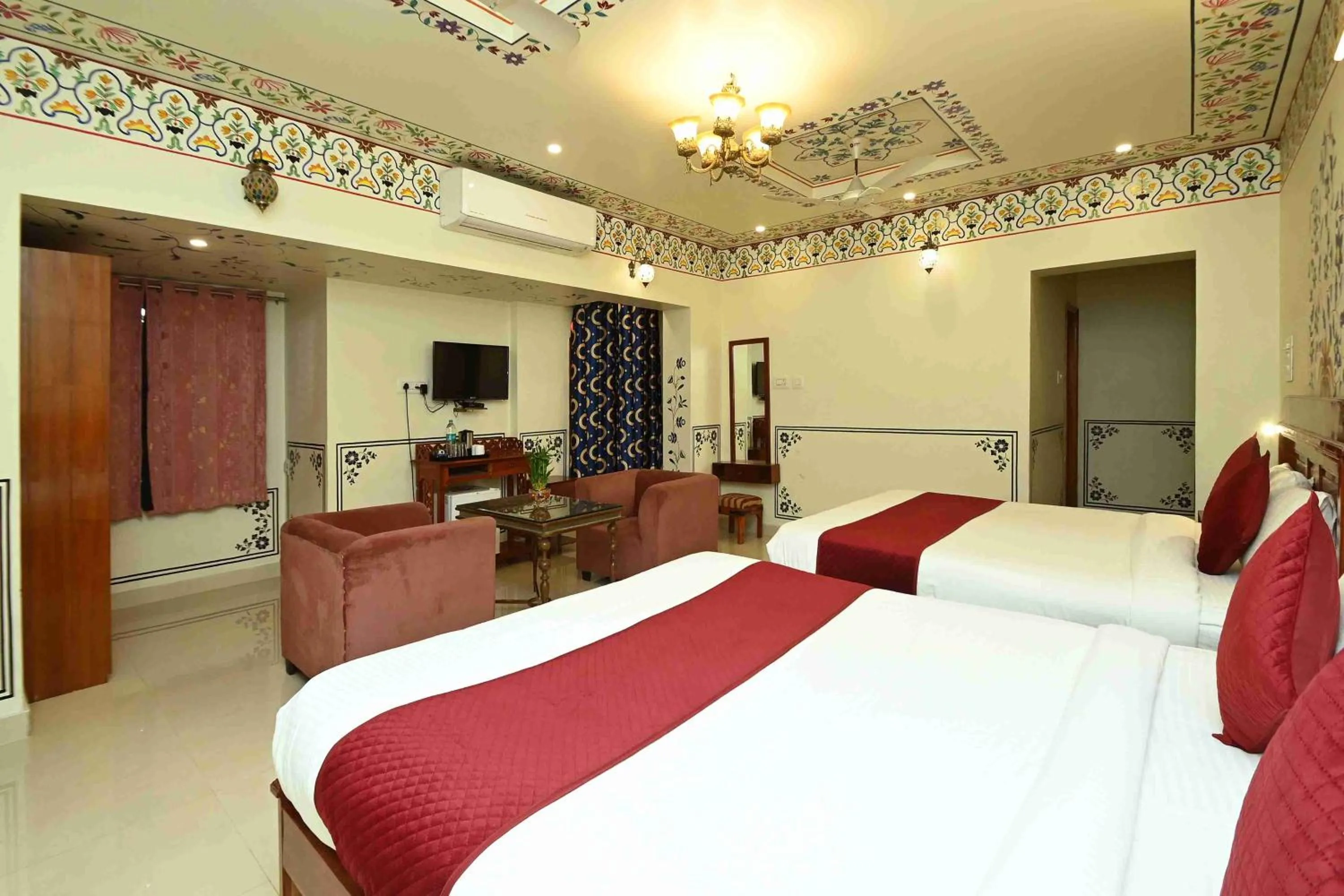 Bed in Virasat Mahal Heritage Hotel-Jaipur City Center