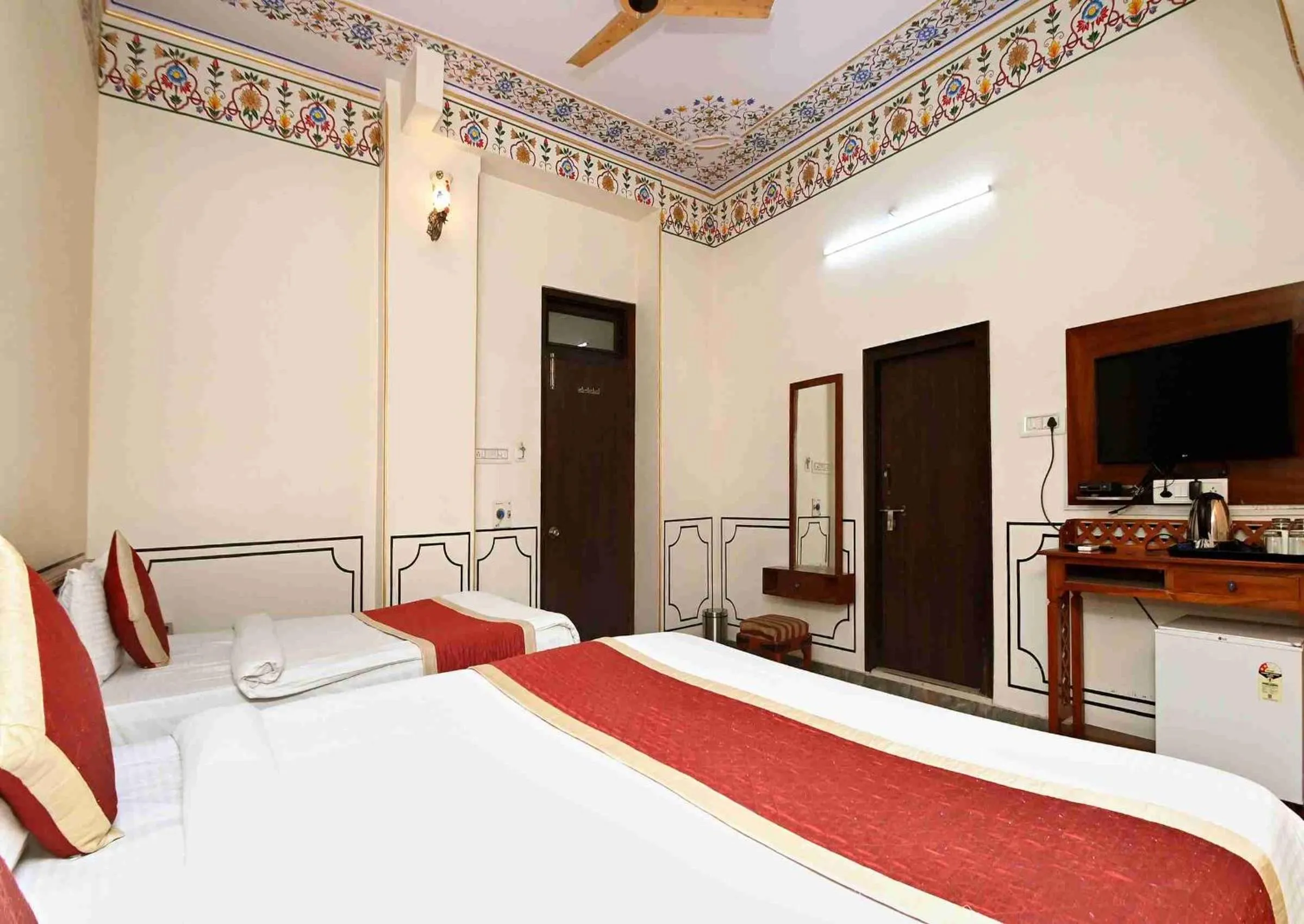 Bed in Virasat Mahal Heritage Hotel-Jaipur City Center