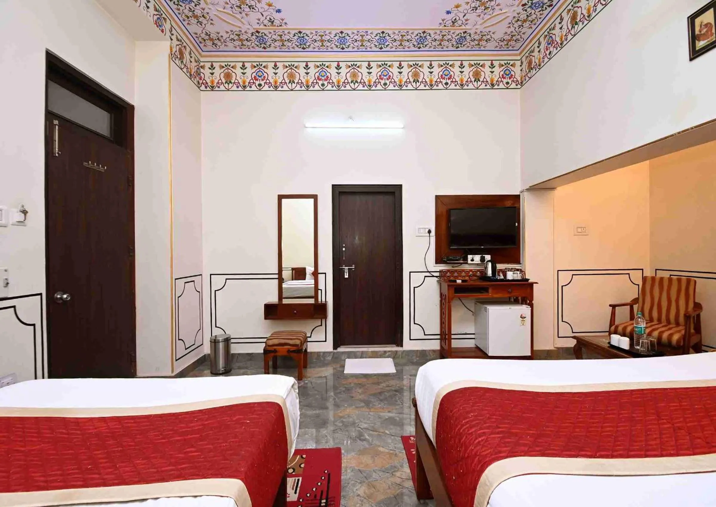 Bed in Virasat Mahal Heritage Hotel-Jaipur City Center