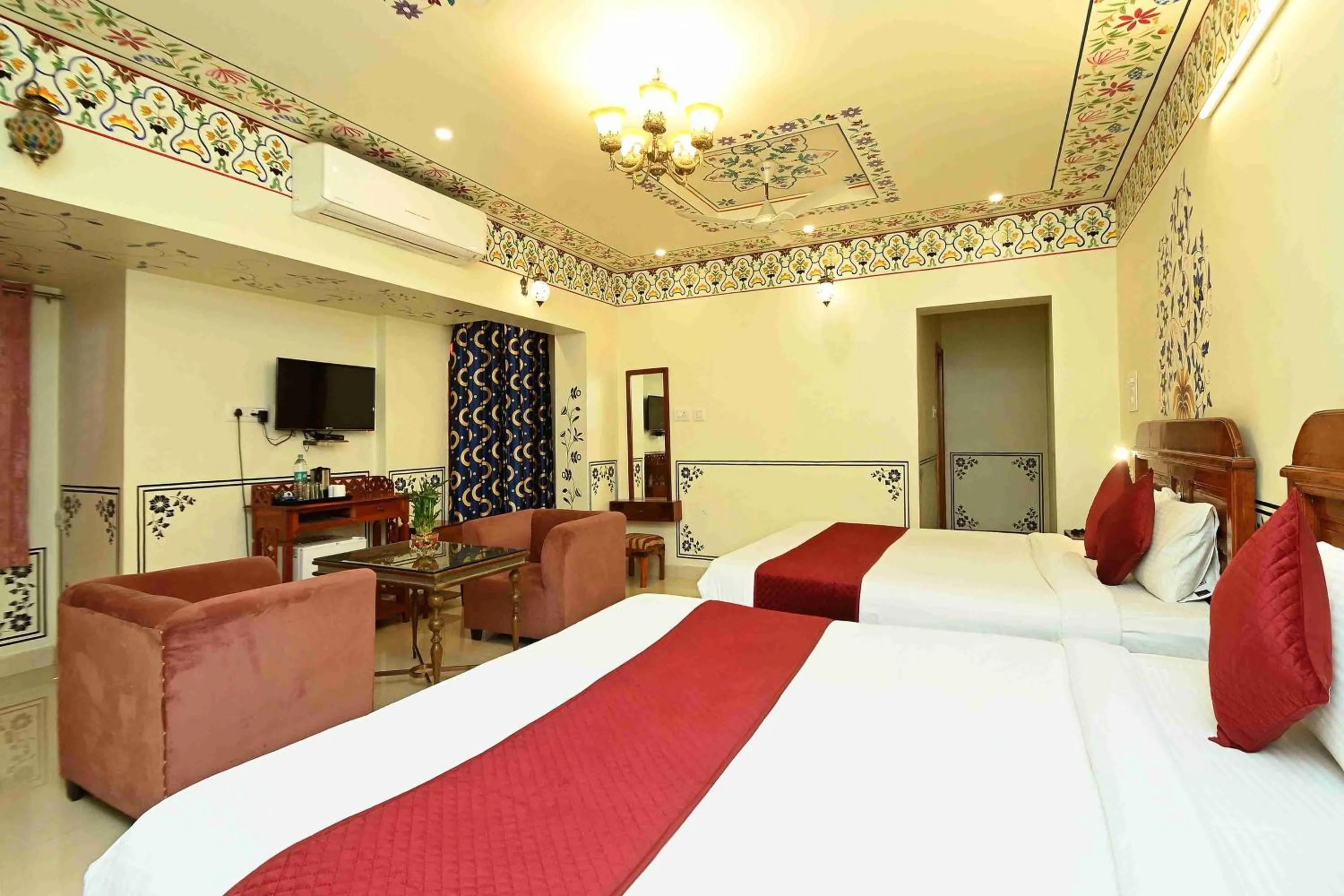 Bed in Virasat Mahal Heritage Hotel-Jaipur City Center