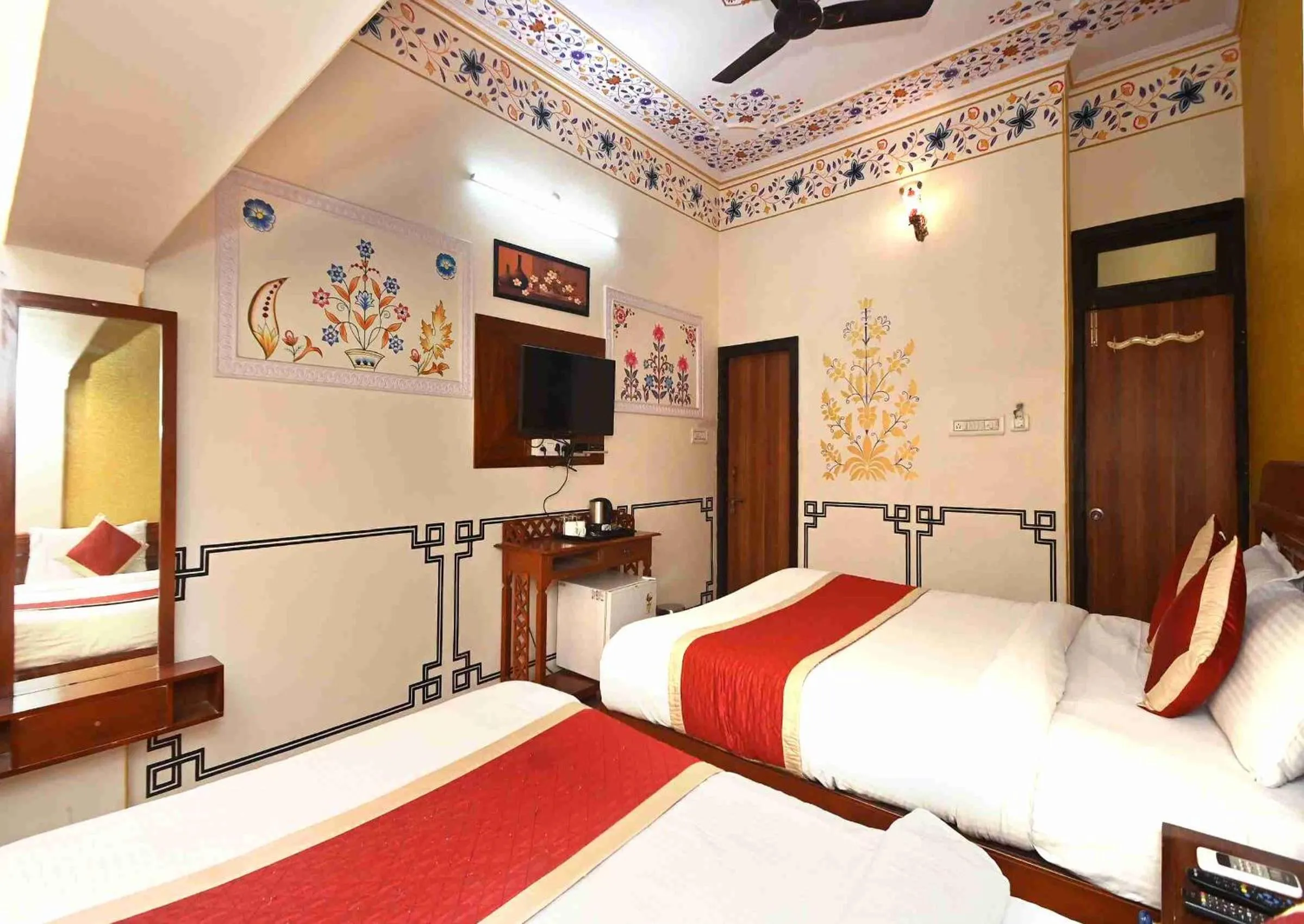 Bed in Virasat Mahal Heritage Hotel-Jaipur City Center