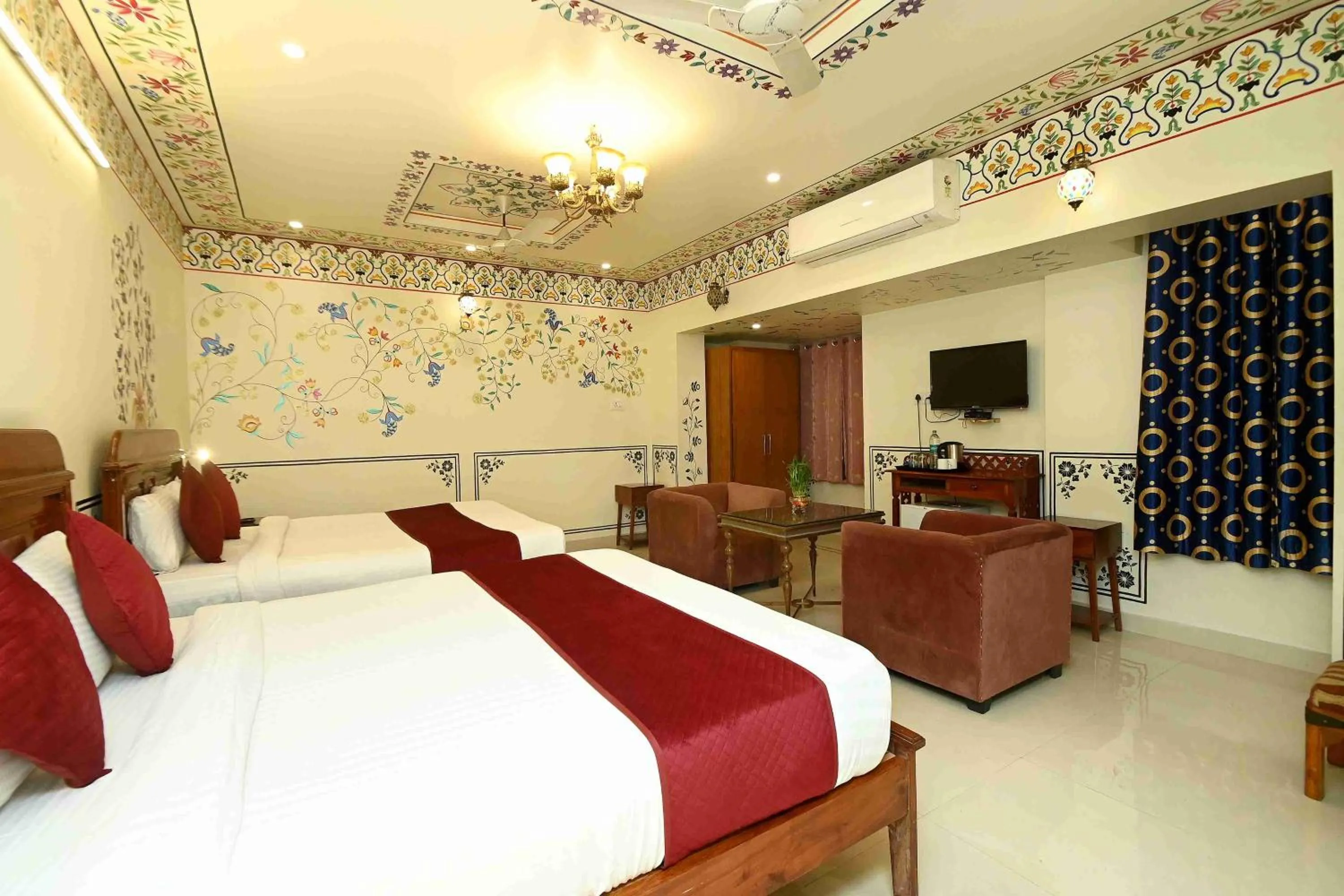 Bed in Virasat Mahal Heritage Hotel-Jaipur City Center