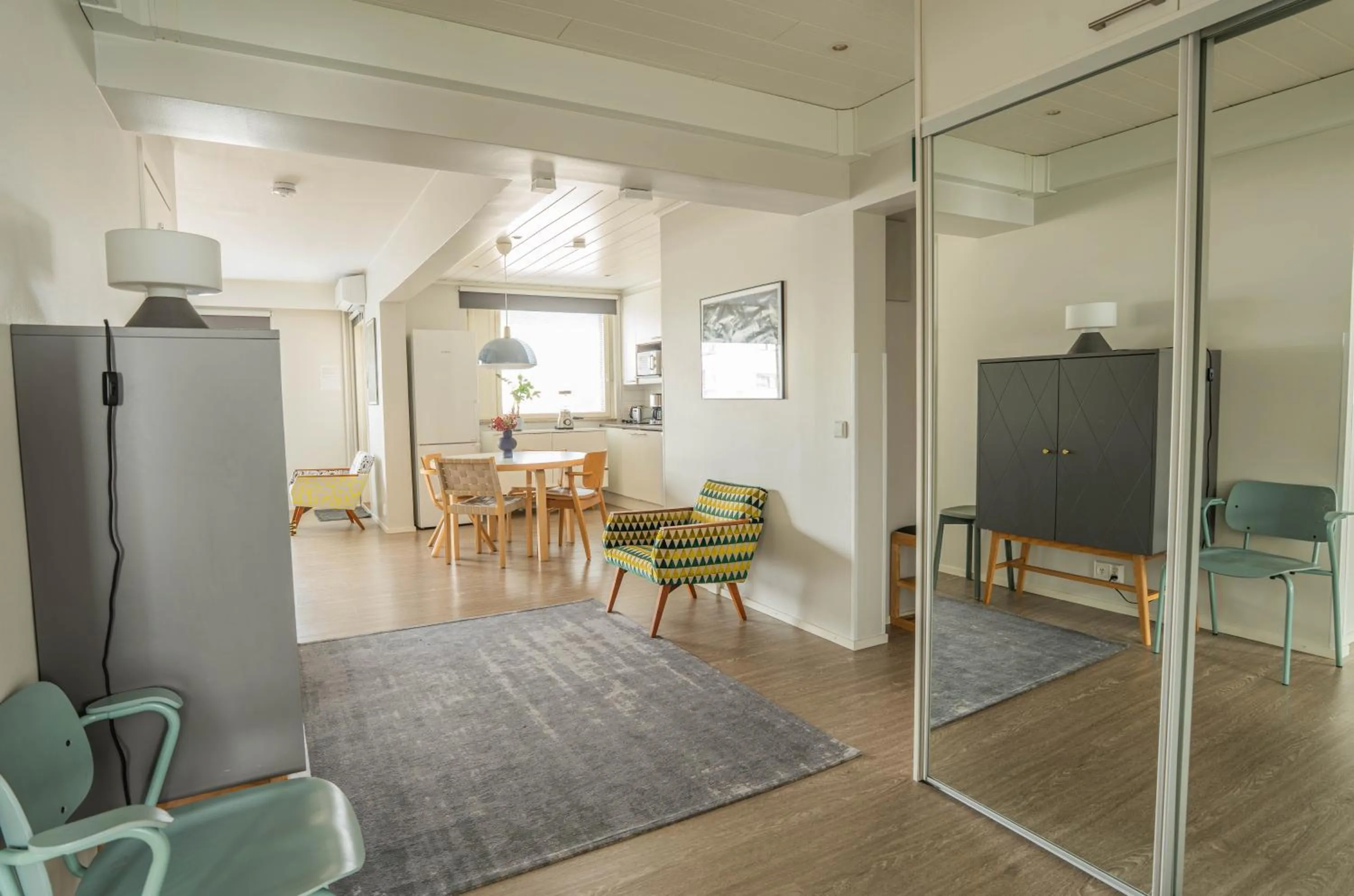 Seating area in The Luxury Downtown Rovaniemi with sauna