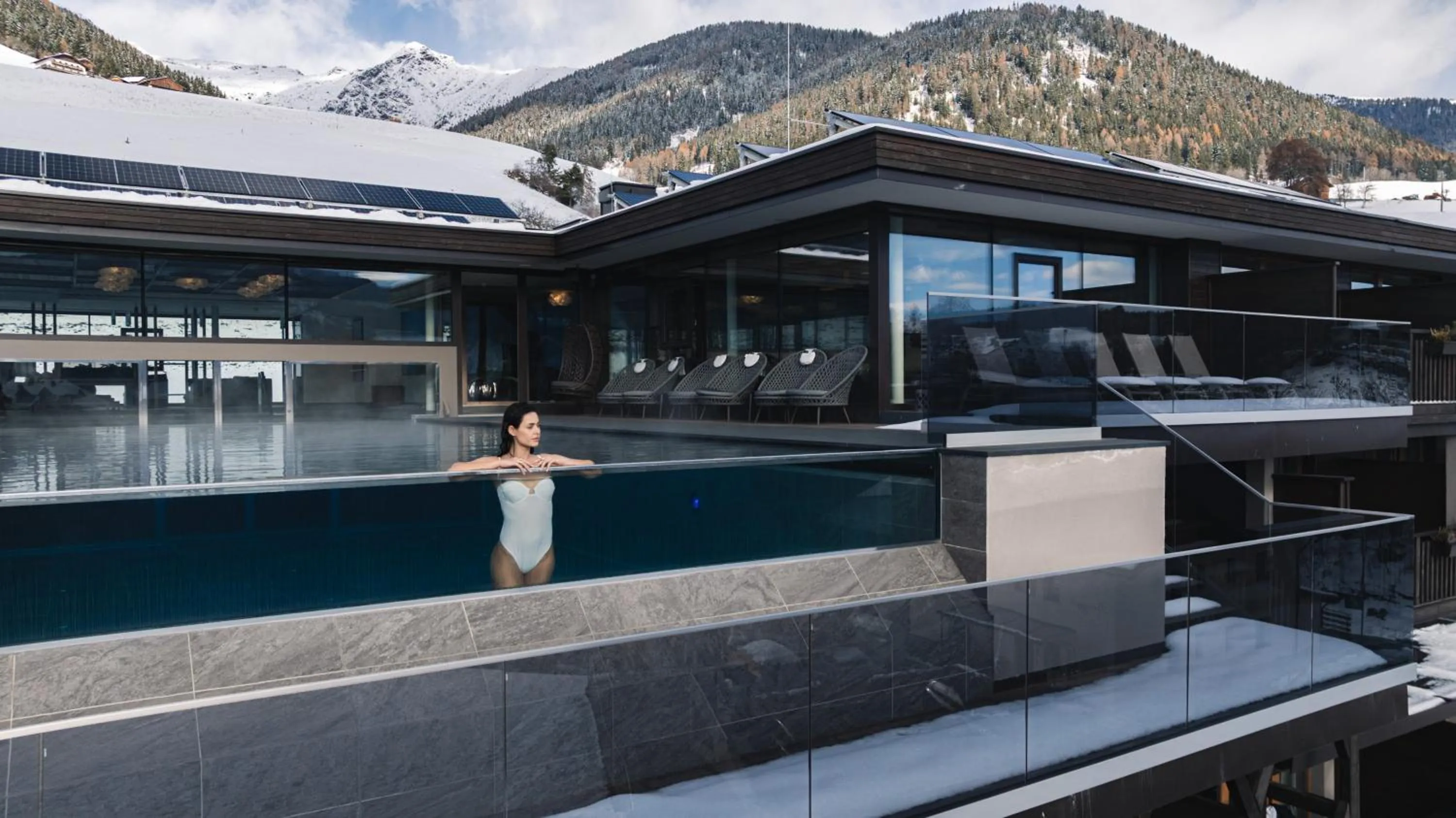 Pool view in Terentnerhof 4*S active & lifestyle hotel