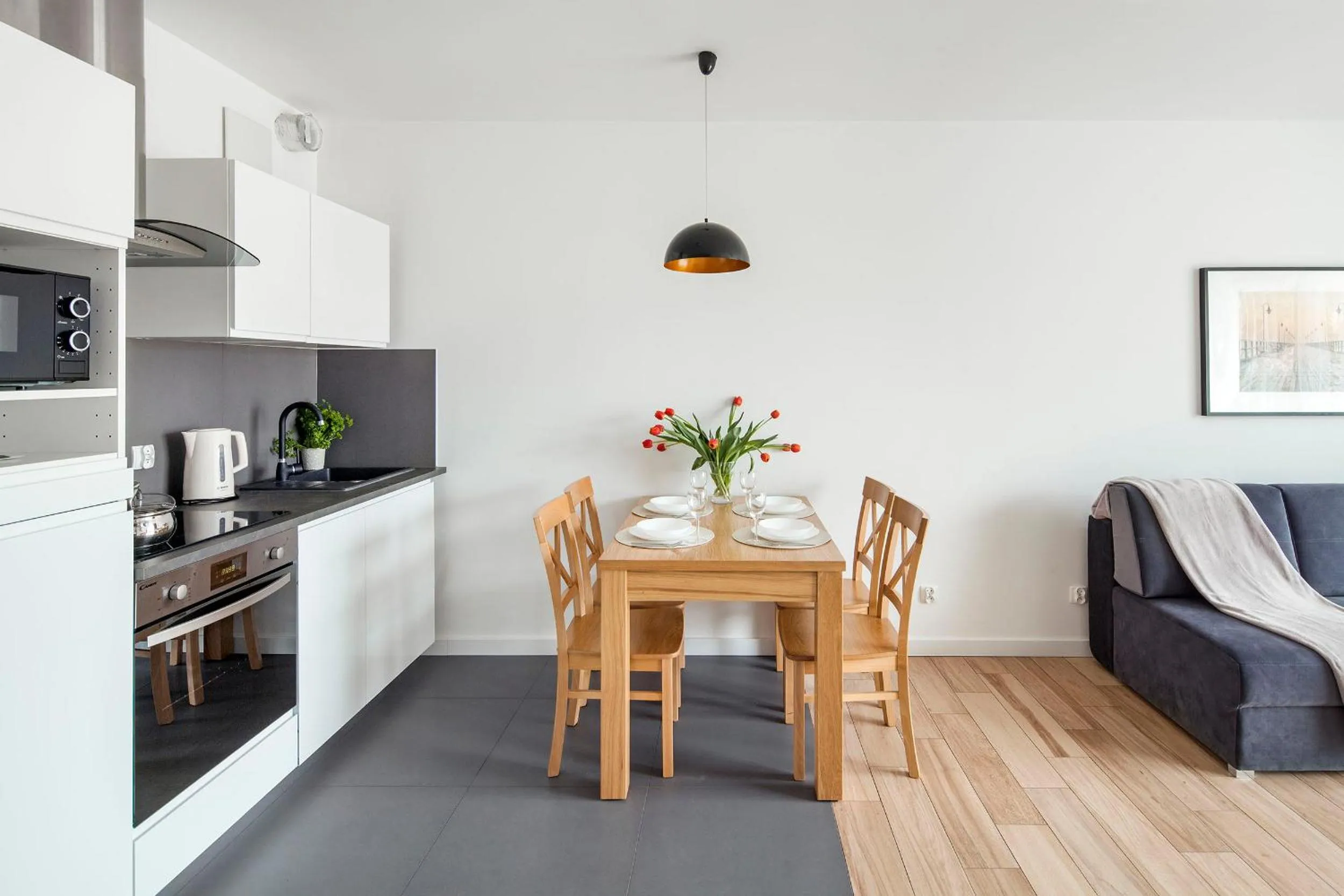 Kitchen or kitchenette in Sleepy3city Apartments Batorego 9