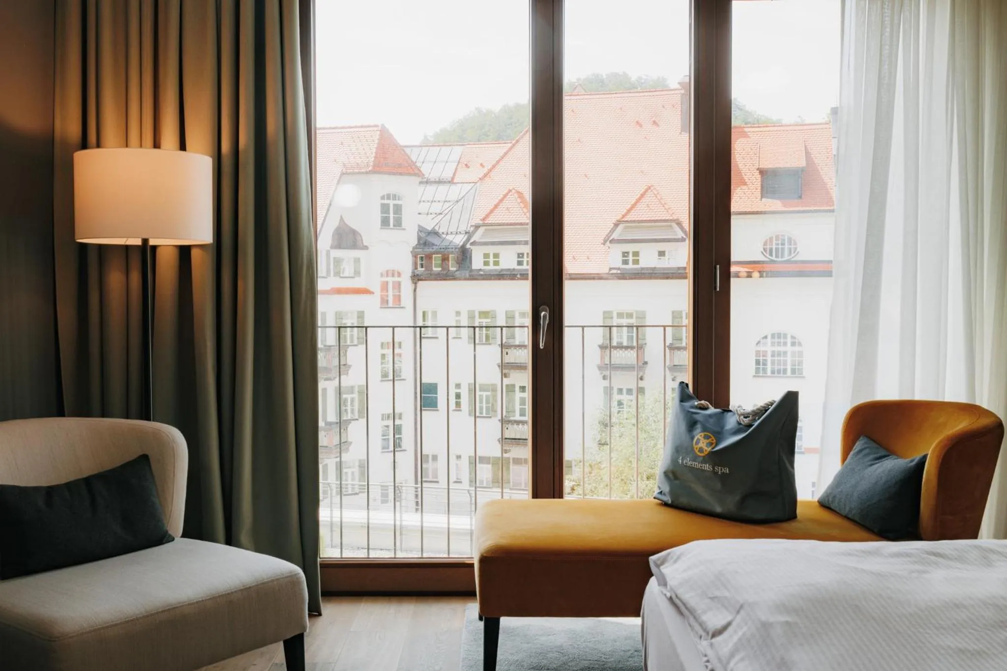 View (from property/room), Bed in AMERON Neuschwanstein Alpsee Resort & Spa