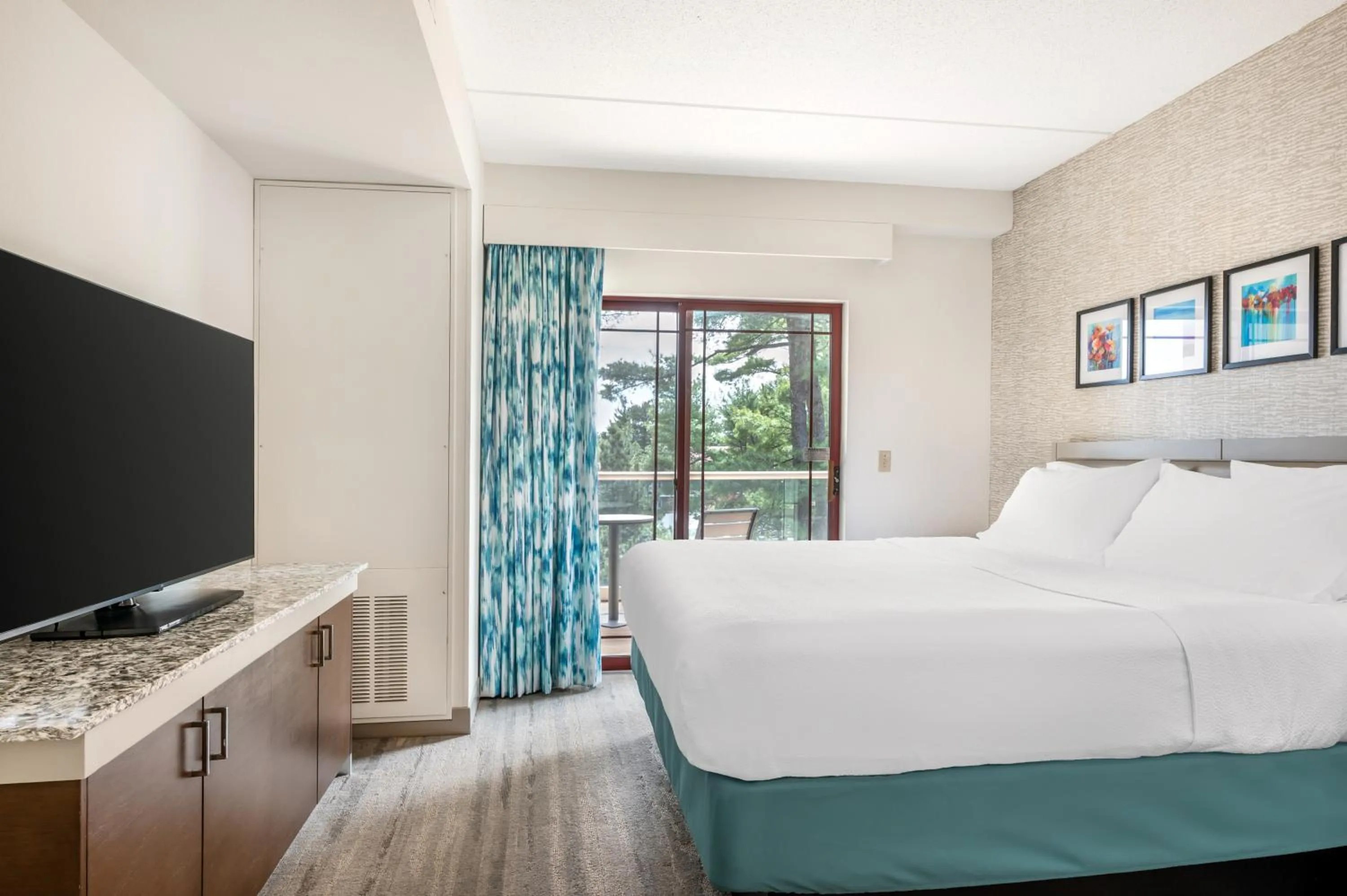 Balcony/Terrace, Bed in Hilton Garden Inn Wisconsin Dells