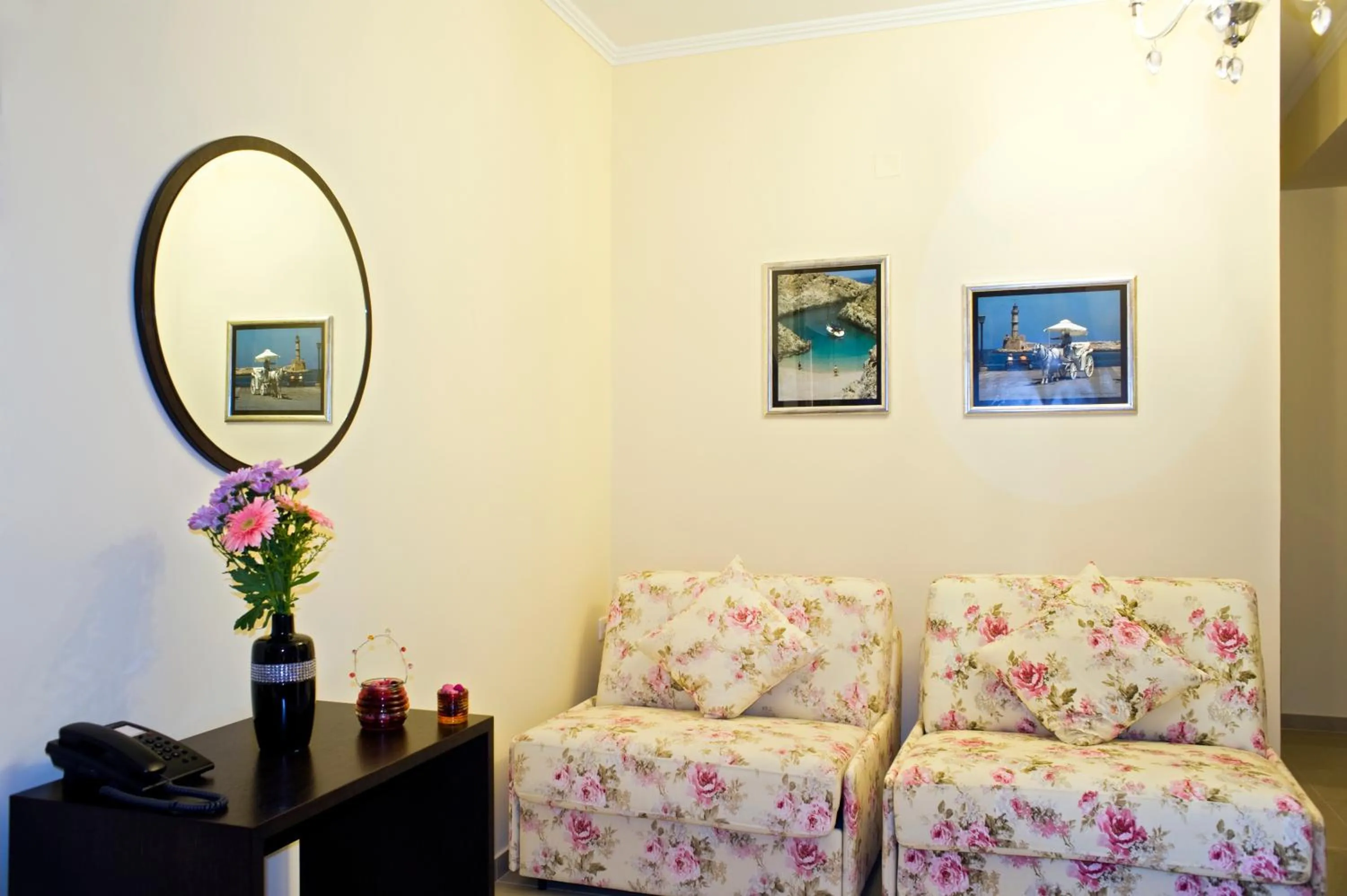 Seating area in Areti Suites