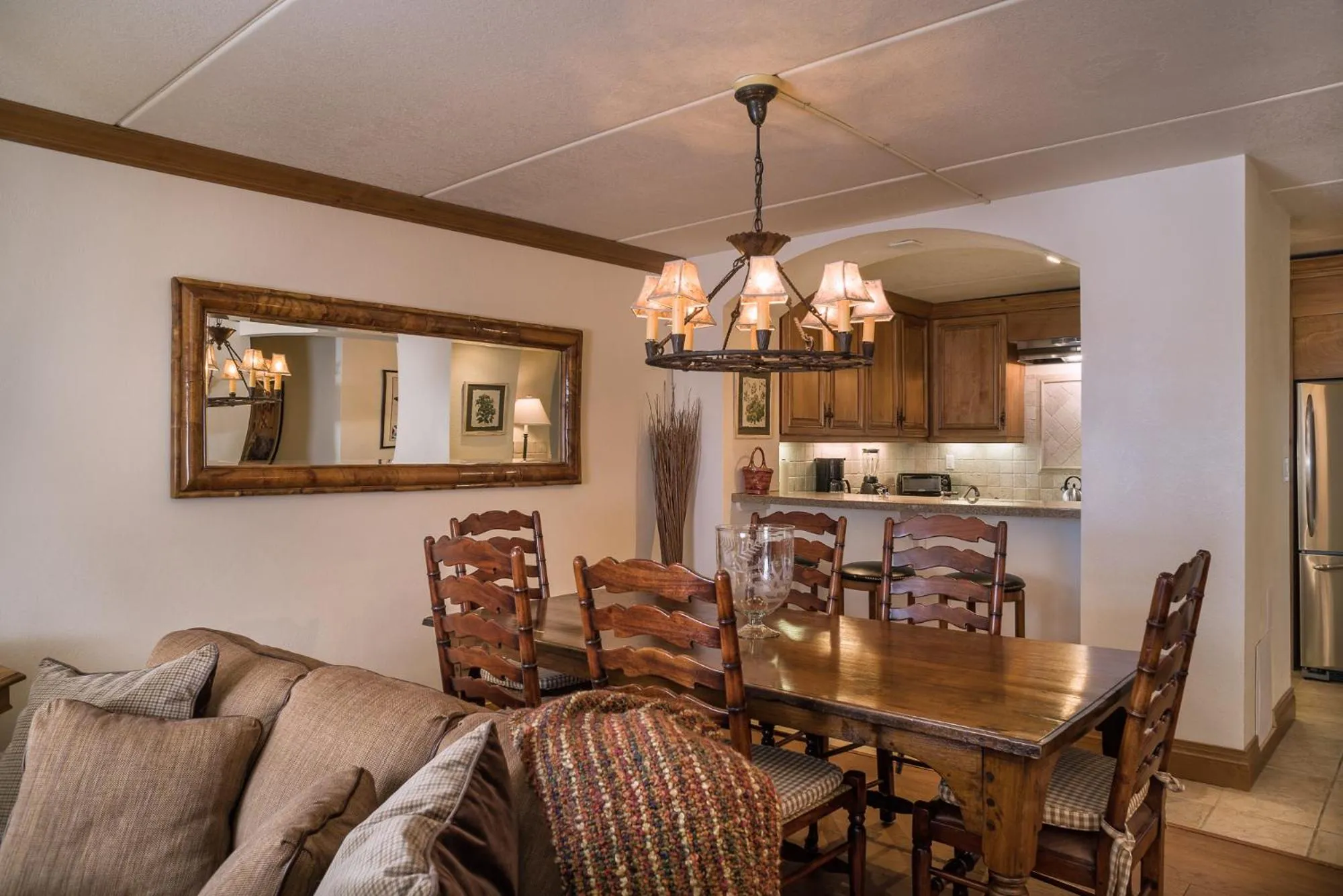 Dining area in Vail's Mountain Haus at the Covered Bridge