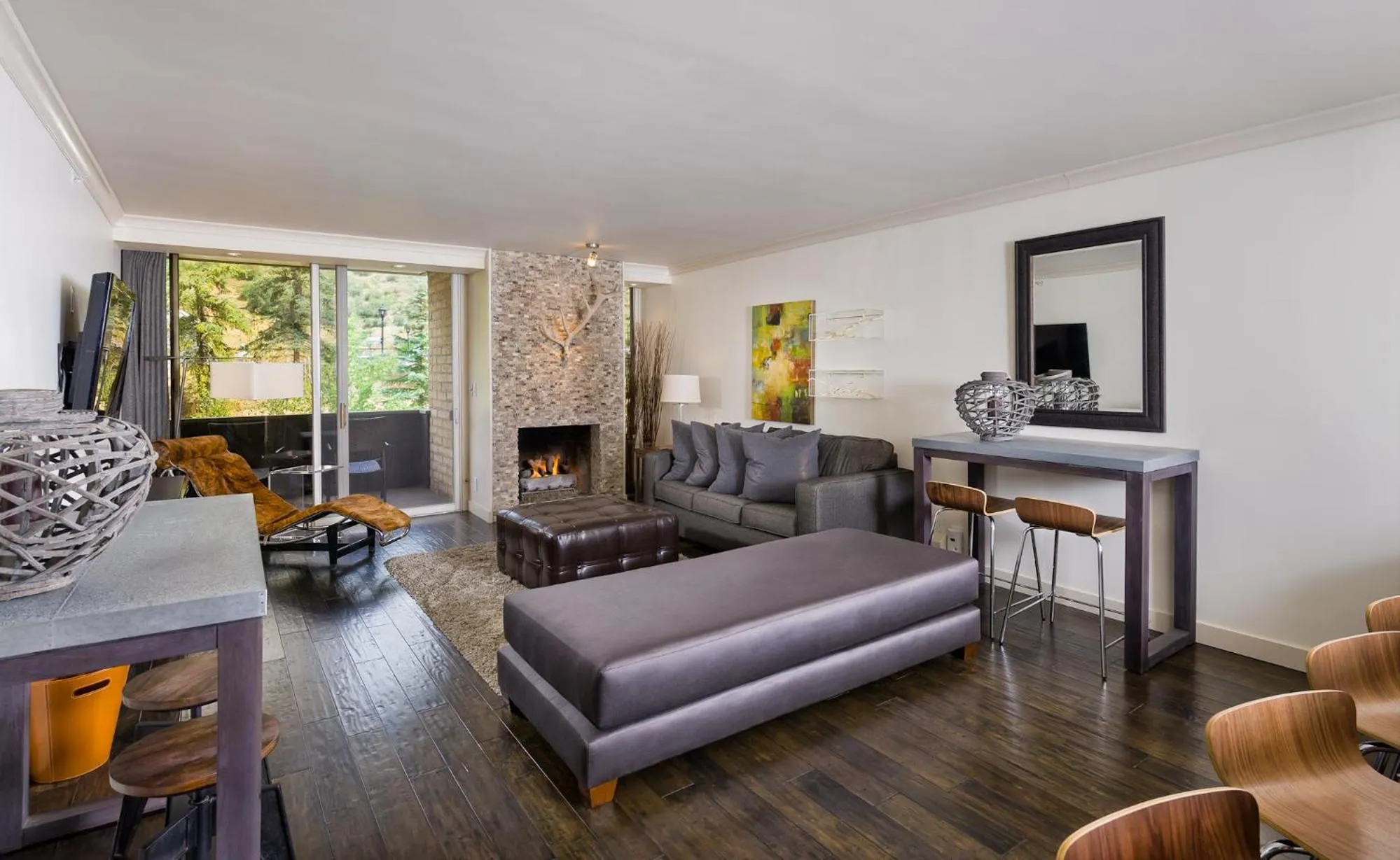 Living room in Vail's Mountain Haus at the Covered Bridge