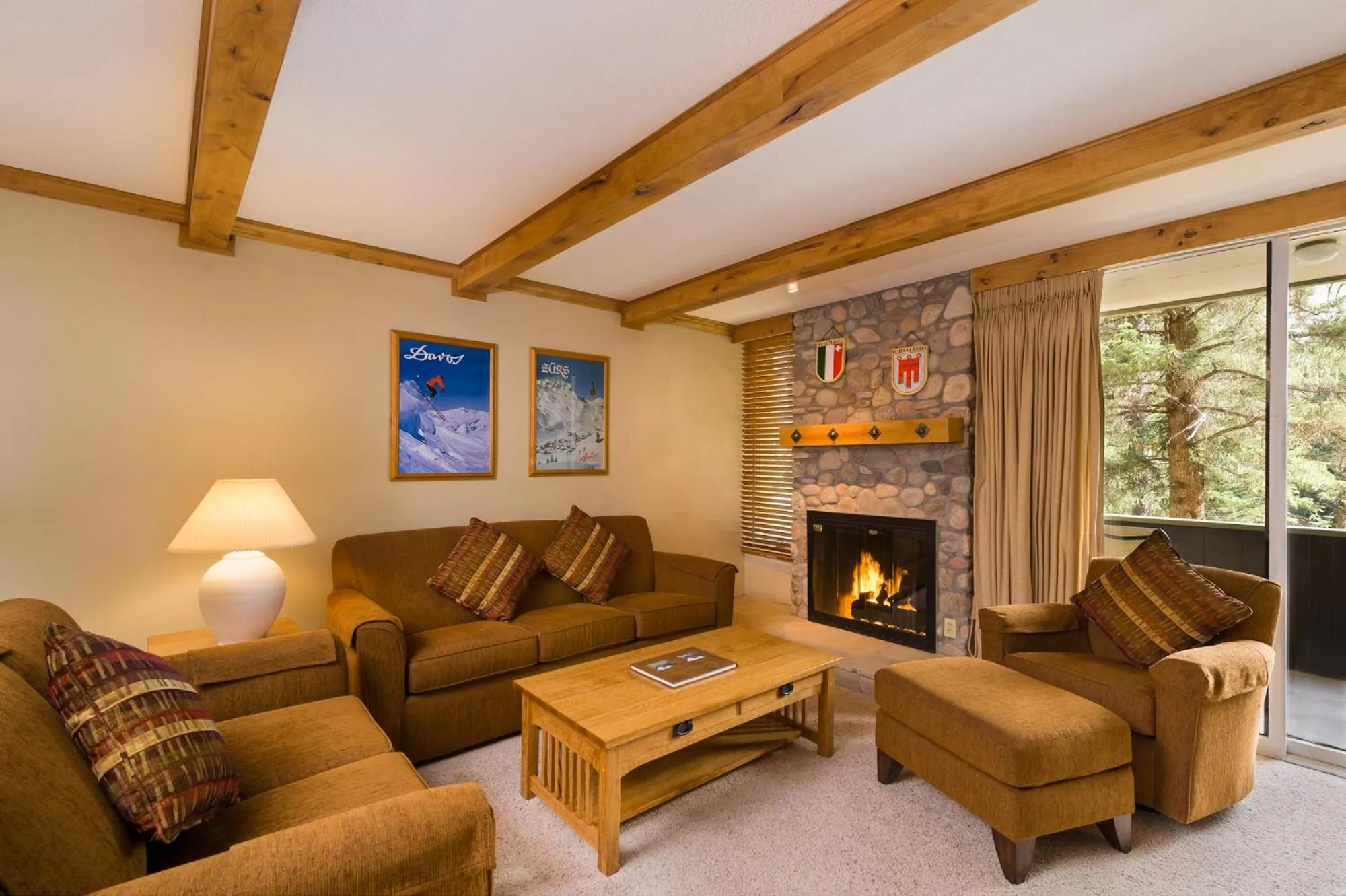 Seating area in Vail's Mountain Haus at the Covered Bridge