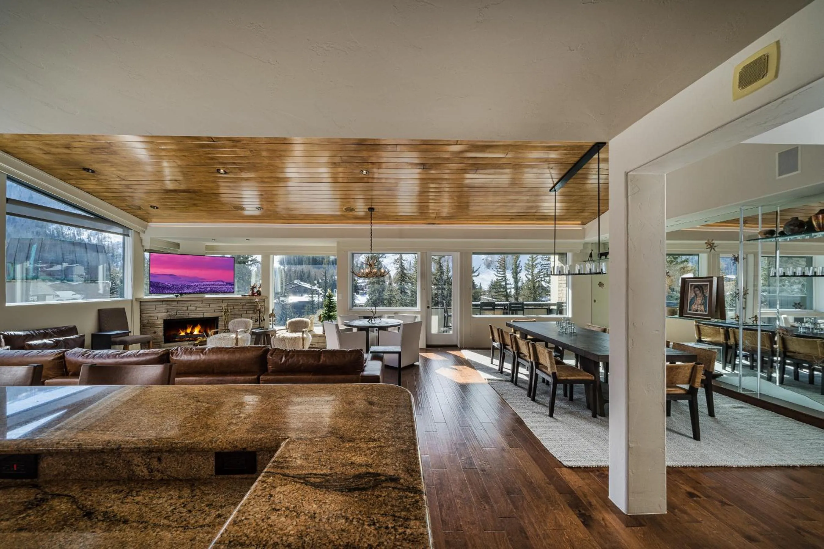 Living room in Vail's Mountain Haus at the Covered Bridge